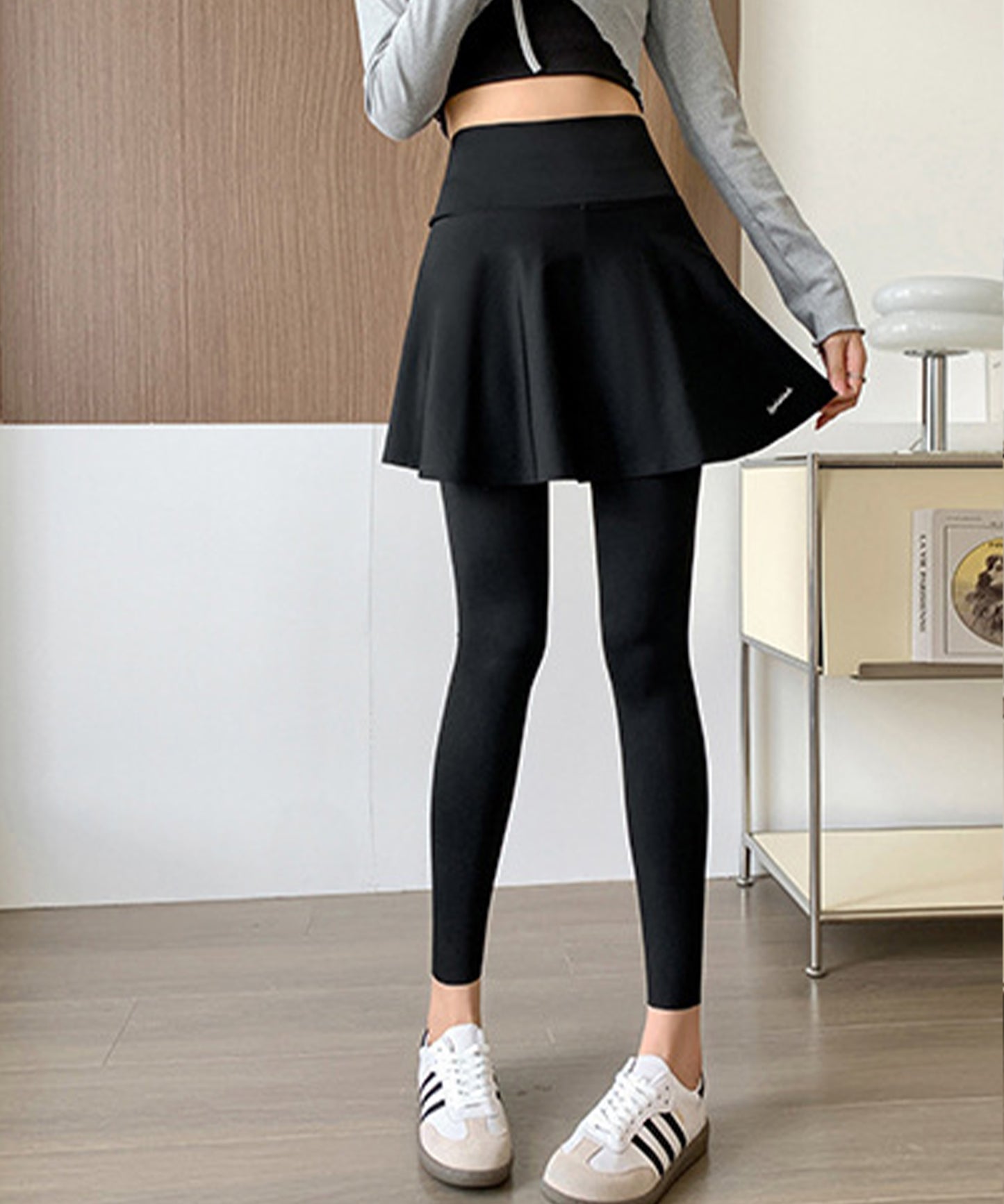 ソリッドカラー スカート付き スリム レギンス パンツ 水着 水陸両用