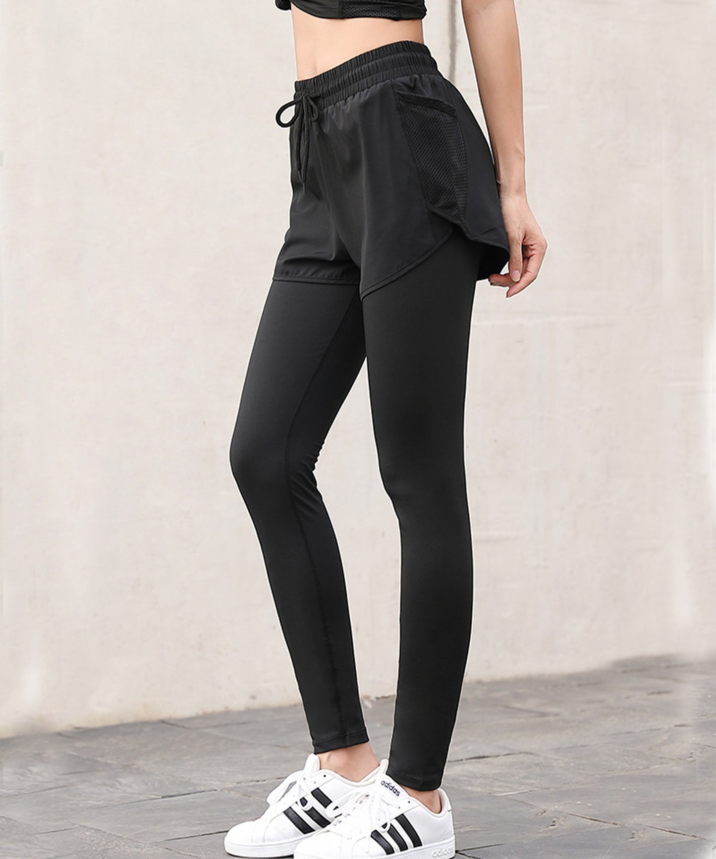 配色メッシュ ポケット付き パンツ ドッキング レギンス 水着 水陸両用