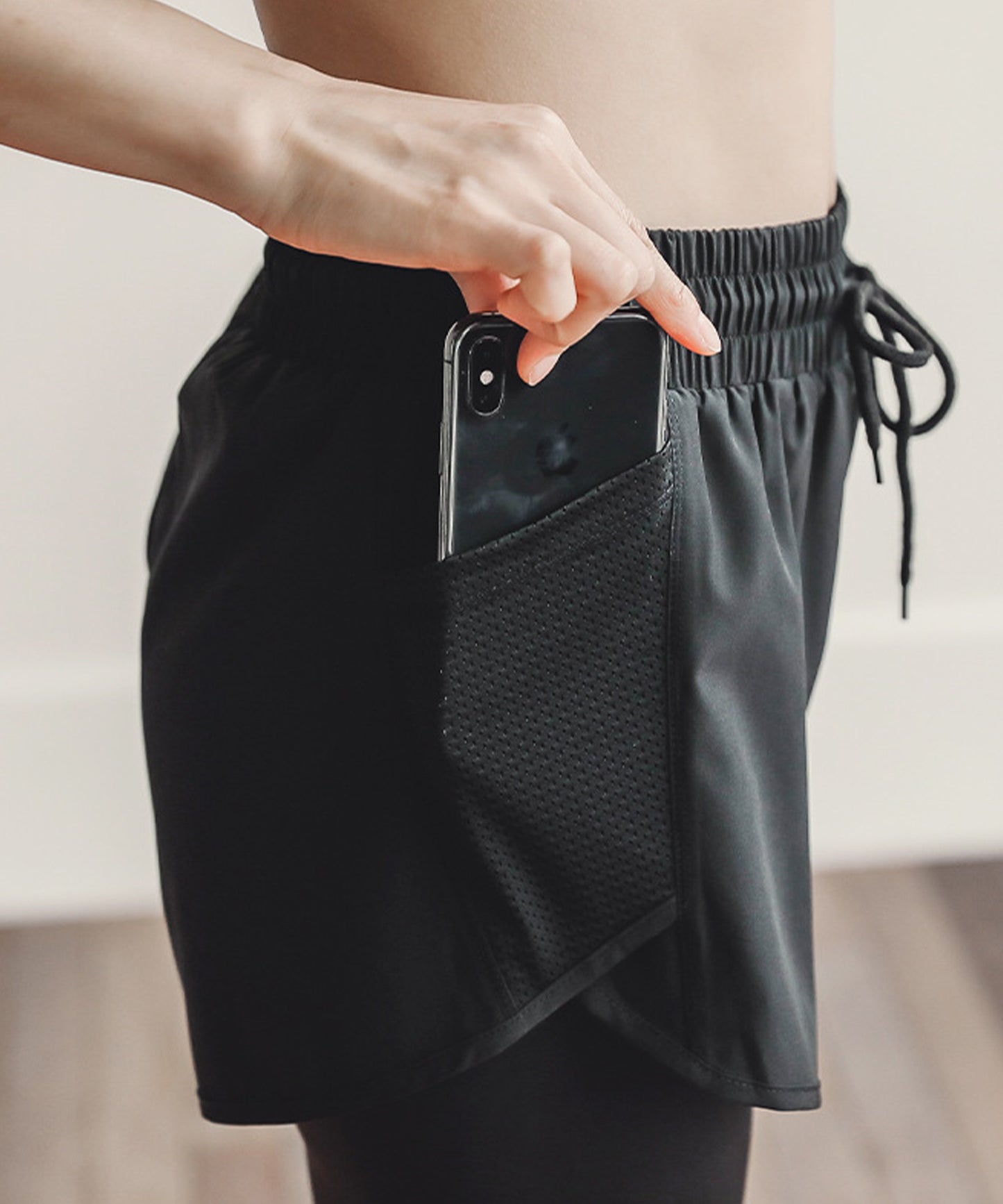 配色メッシュ ポケット付き パンツ ドッキング レギンス 水着 水陸両用