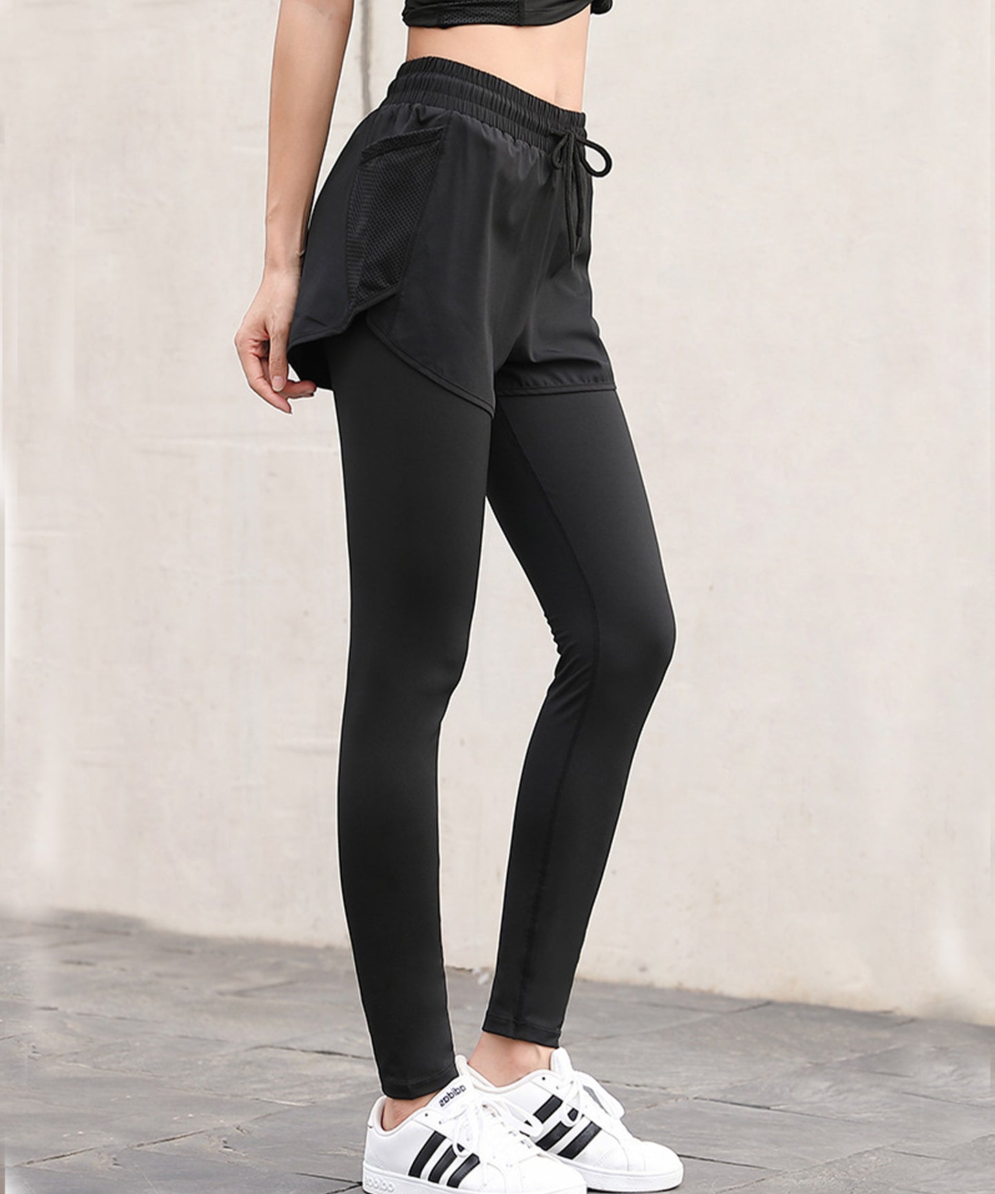 配色メッシュ ポケット付き パンツ ドッキング レギンス 水着 水陸両用