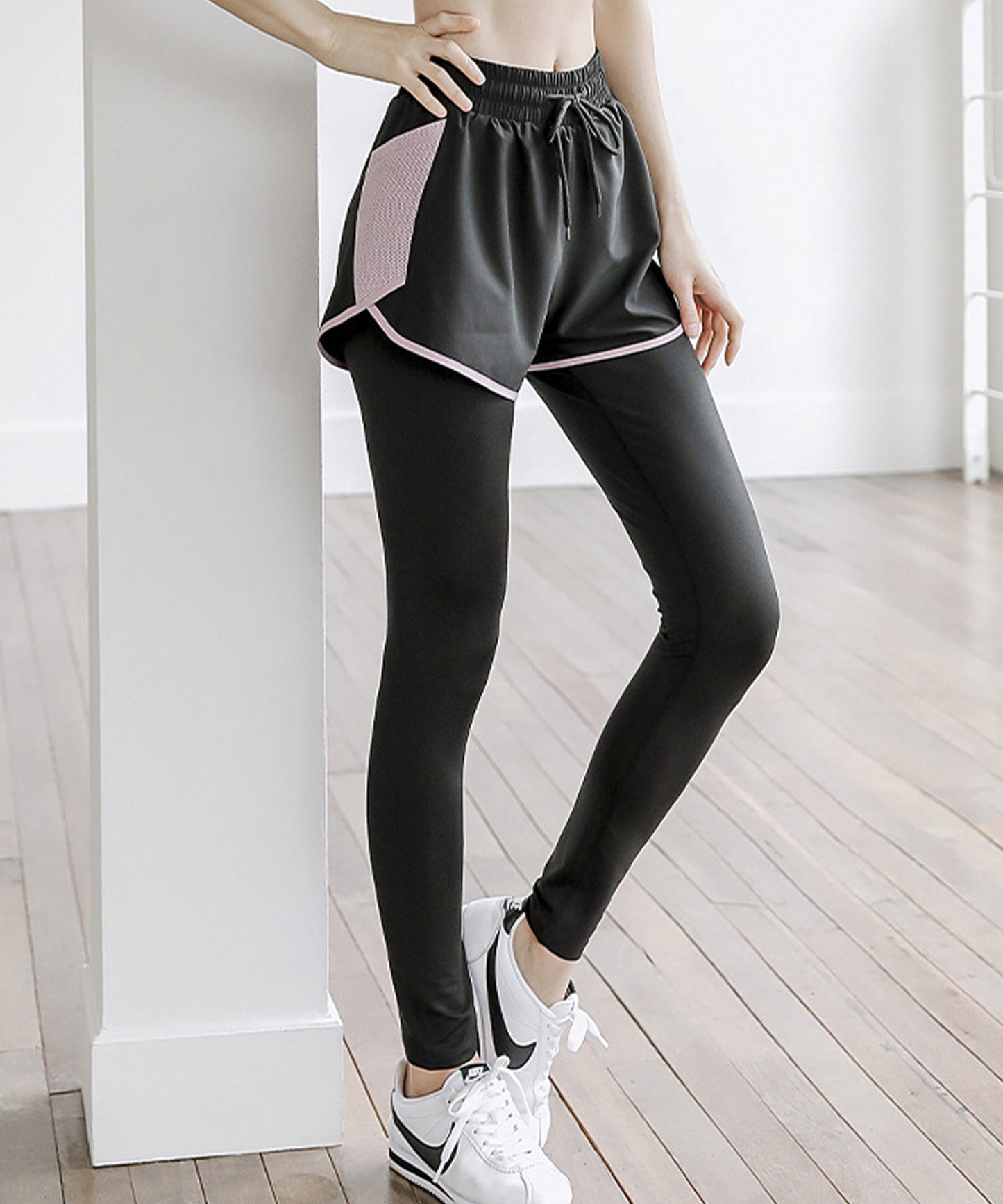 配色メッシュ ポケット付き パンツ ドッキング レギンス 水着 水陸両用