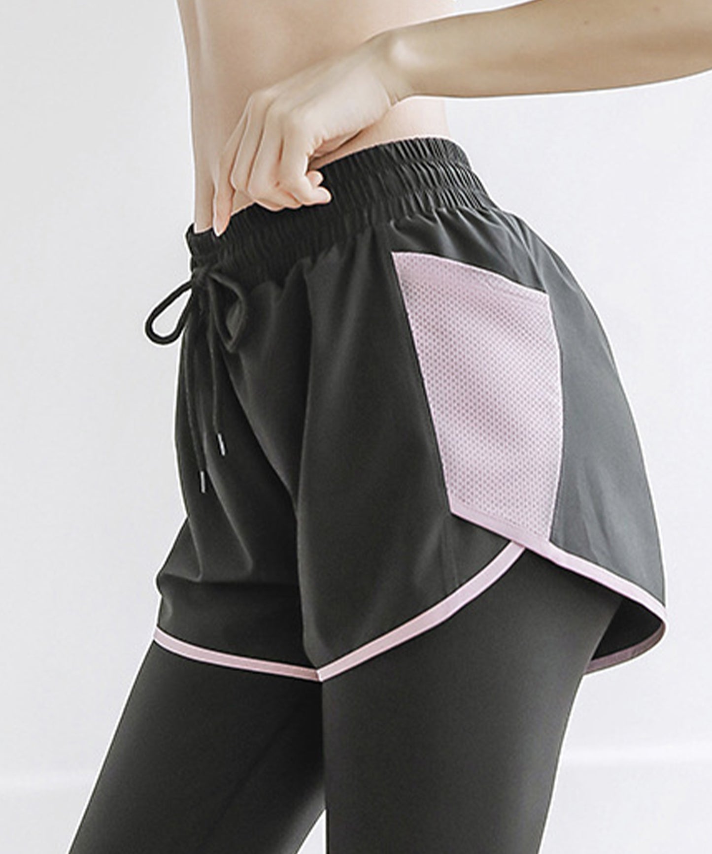 配色メッシュ ポケット付き パンツ ドッキング レギンス 水着 水陸両用