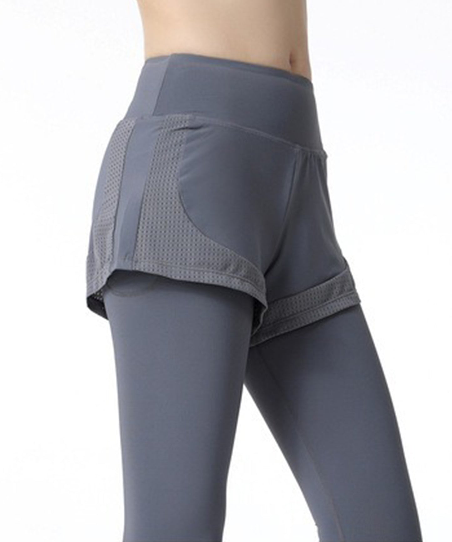 フェイク レイヤード パンツ付き フィットネス ヨガ レギンス 水着 水陸両用