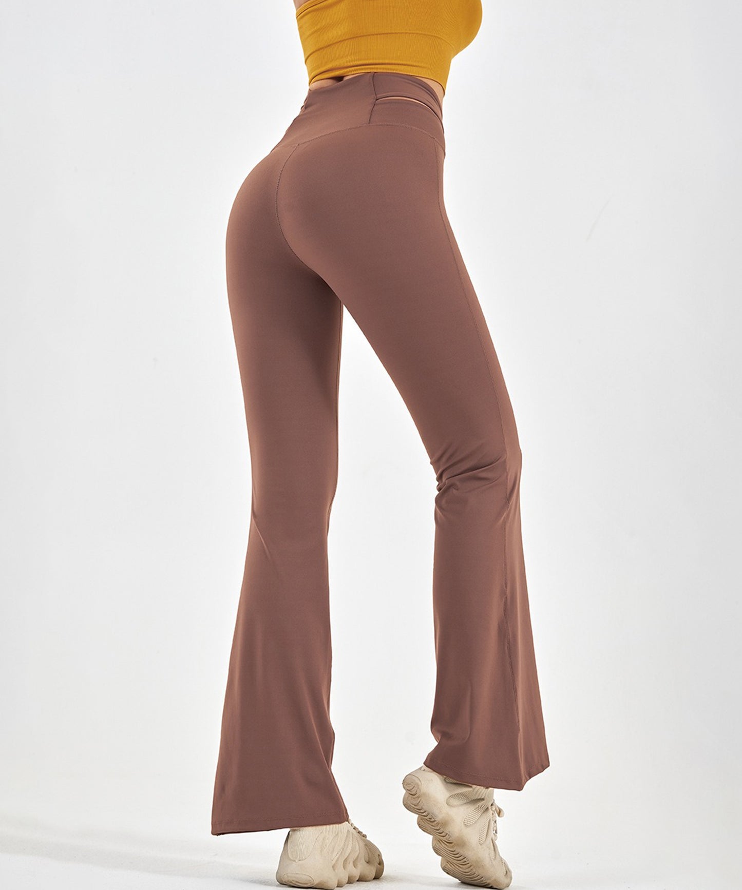 ソリッドカラー V バンド付き フィットネス フレア レギンス 水着 水陸両用