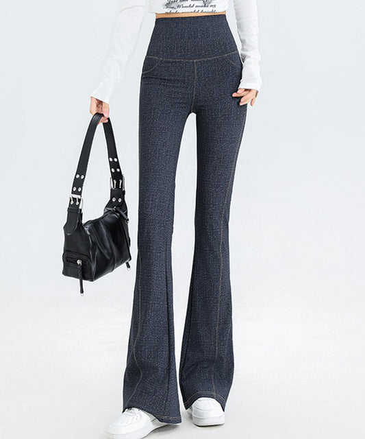 デニム風 ハイウエスト フレア レギンス パンツ 水着 水陸両用