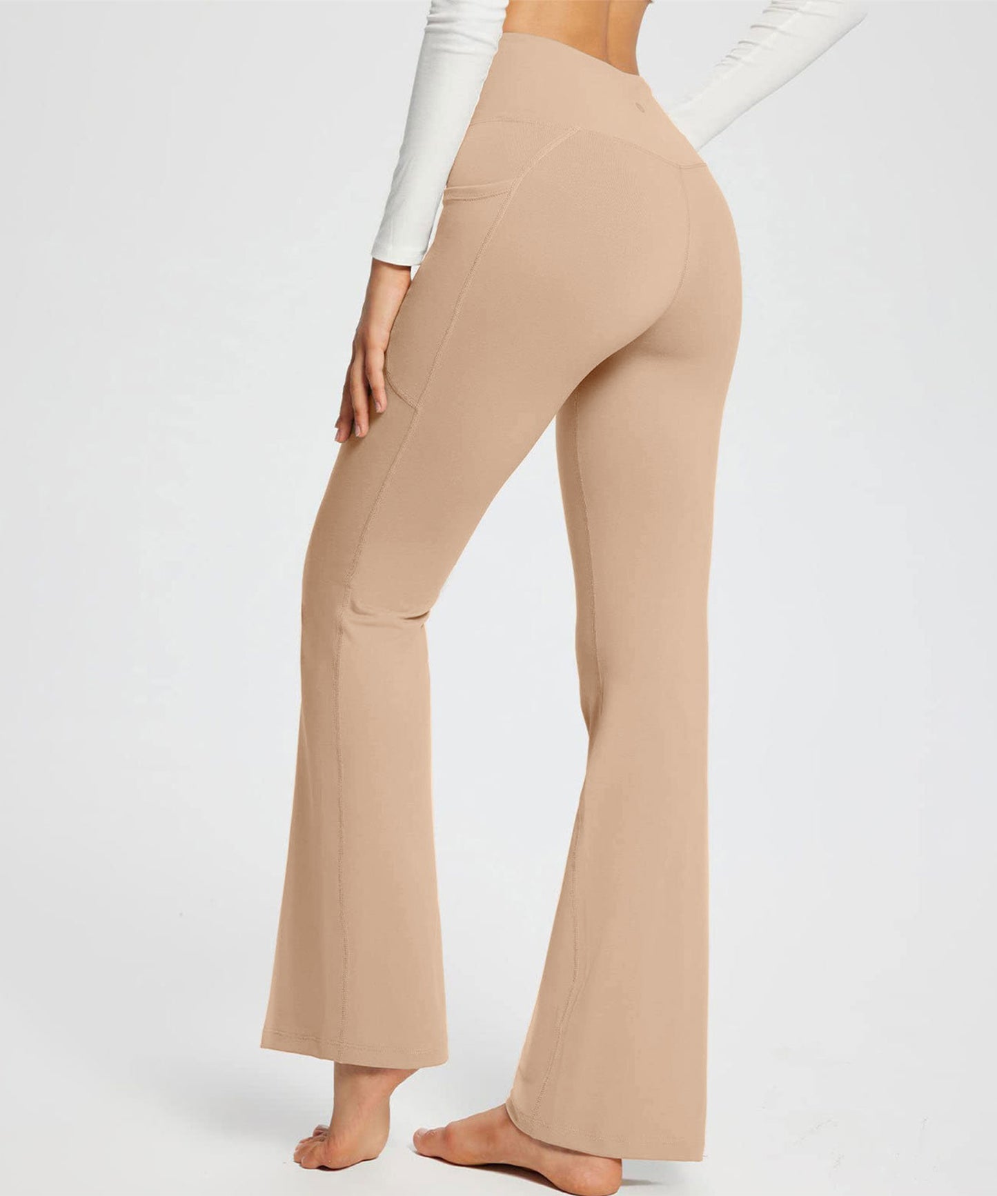 ソリッドカラー ストレッチ フレア ヨガ レギンス 水着 水陸両用