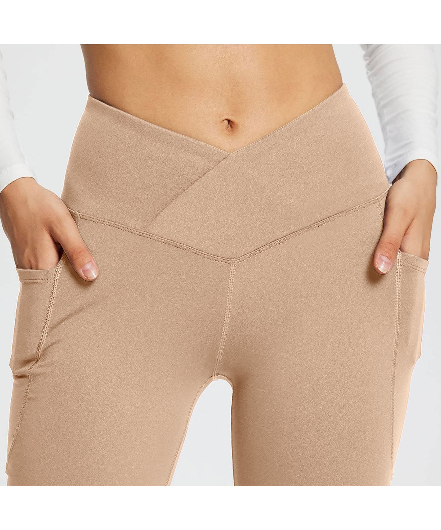 ソリッドカラー ストレッチ フレア ヨガ レギンス 水着 水陸両用