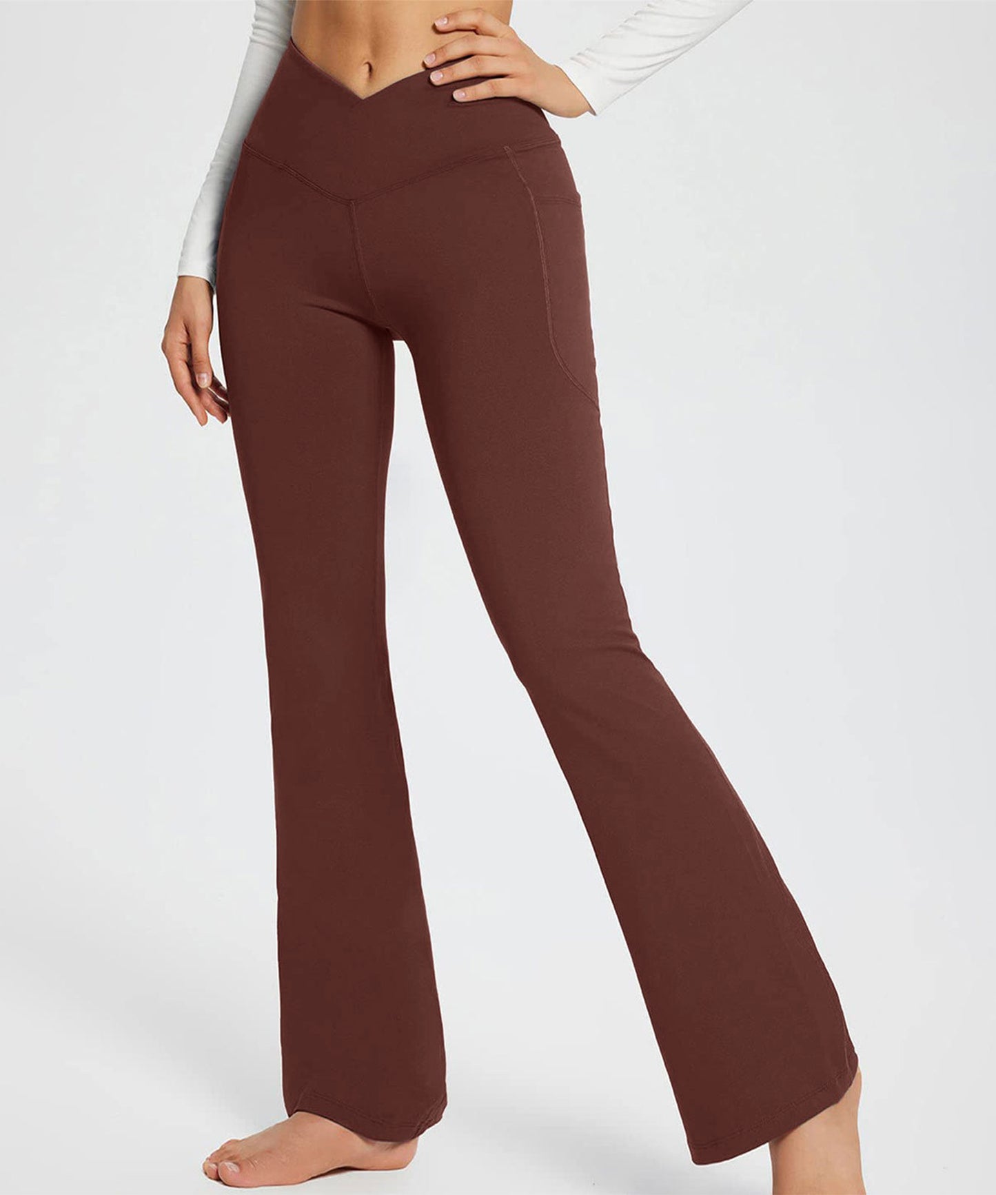 ソリッドカラー ストレッチ フレア ヨガ レギンス 水着 水陸両用