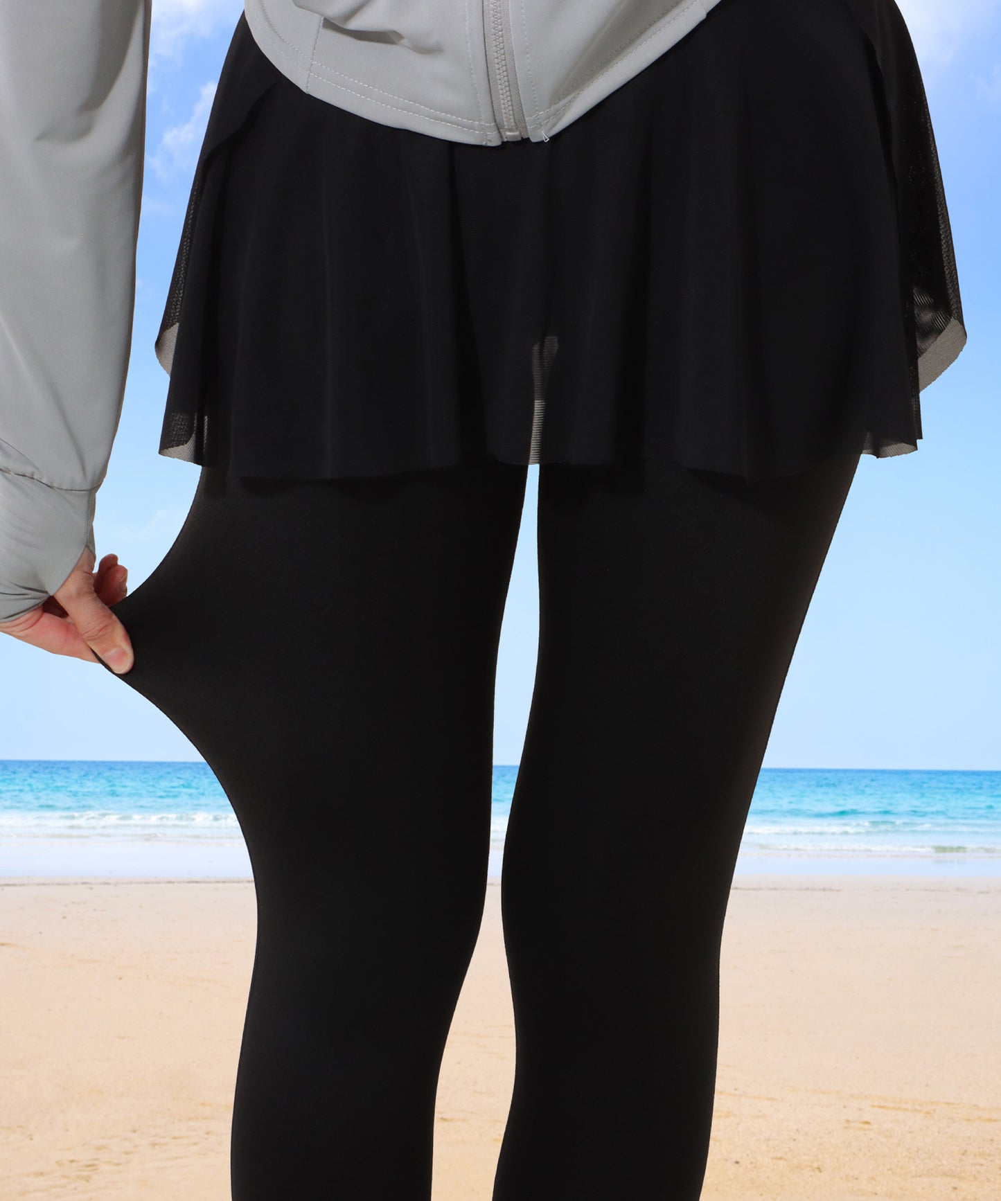 【2点セット】ソリッドカラー UVカット コンパクト ジップアップ ラッシュガード