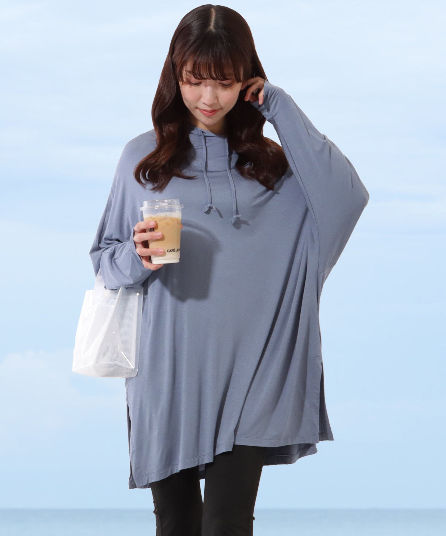 【2点セット】ソリッドカラー フーデット 長袖 ロング ラッシュガード