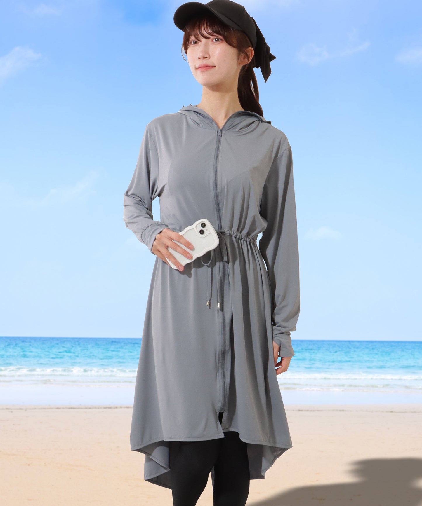 【2点セット】 レギンス付き ロング フーデット ラッシュガード