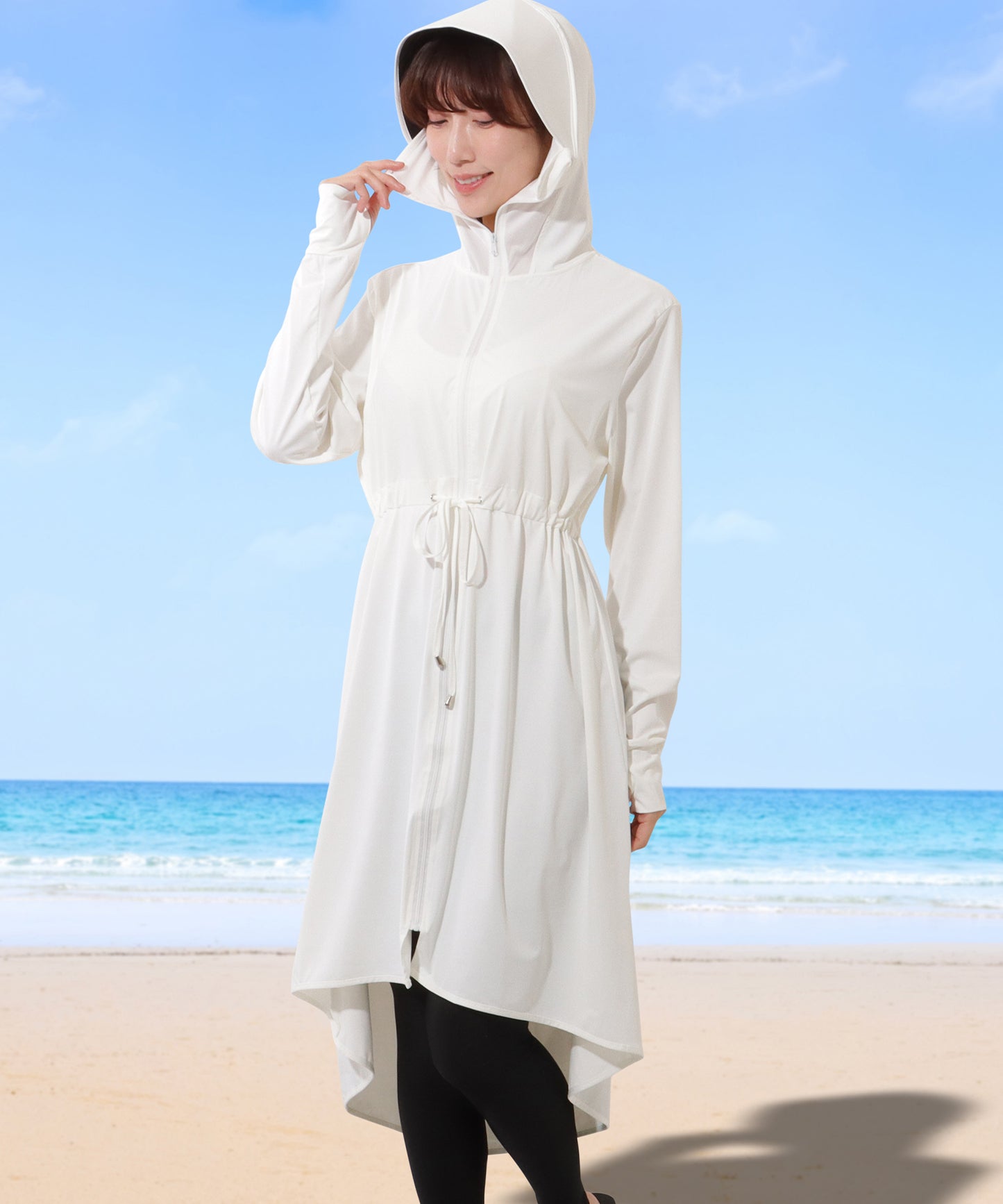 【2点セット】 レギンス付き ロング フーデット ラッシュガード