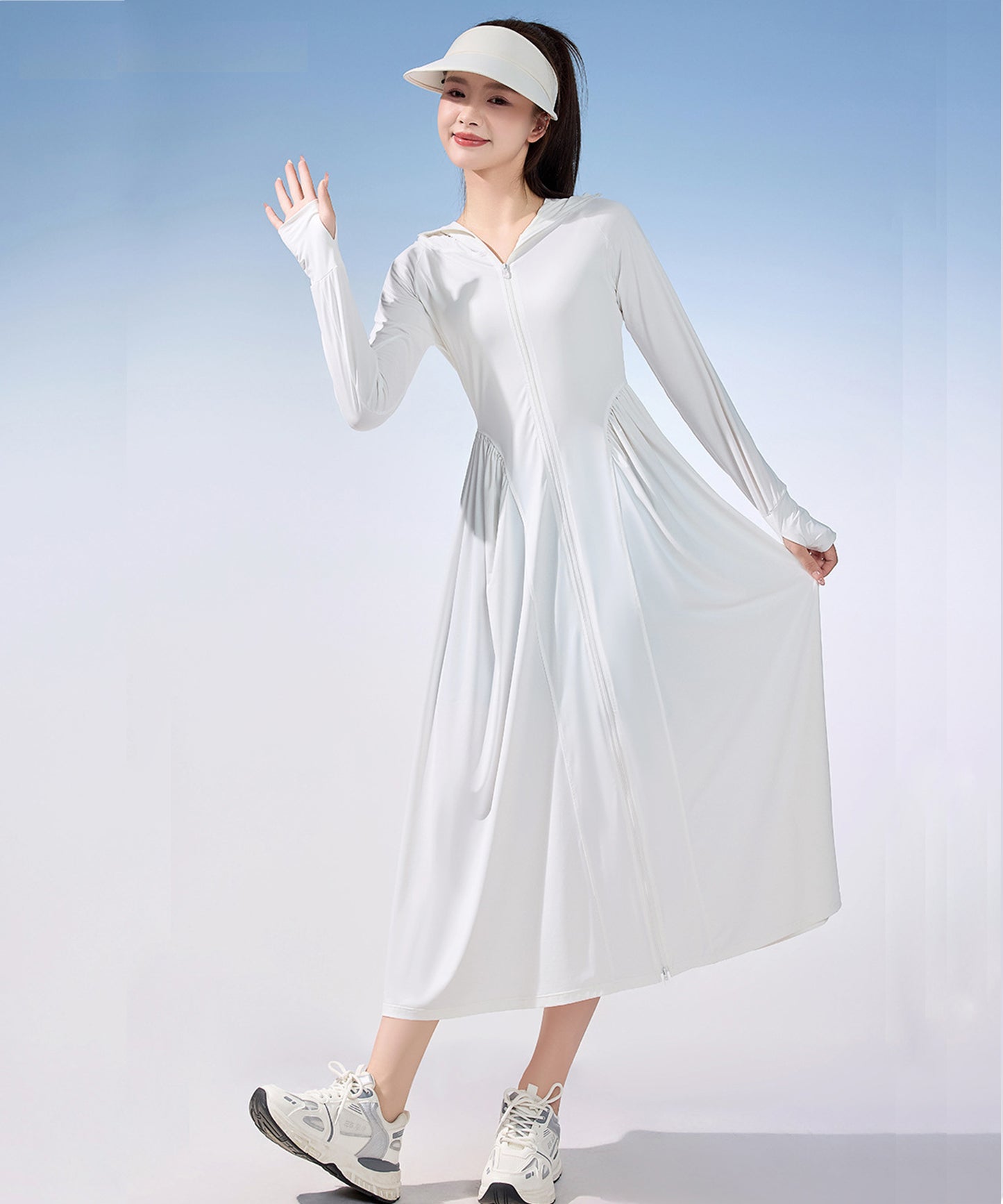 ウエスト シェイプ ワンピース風 マキシ丈 ラッシュガード