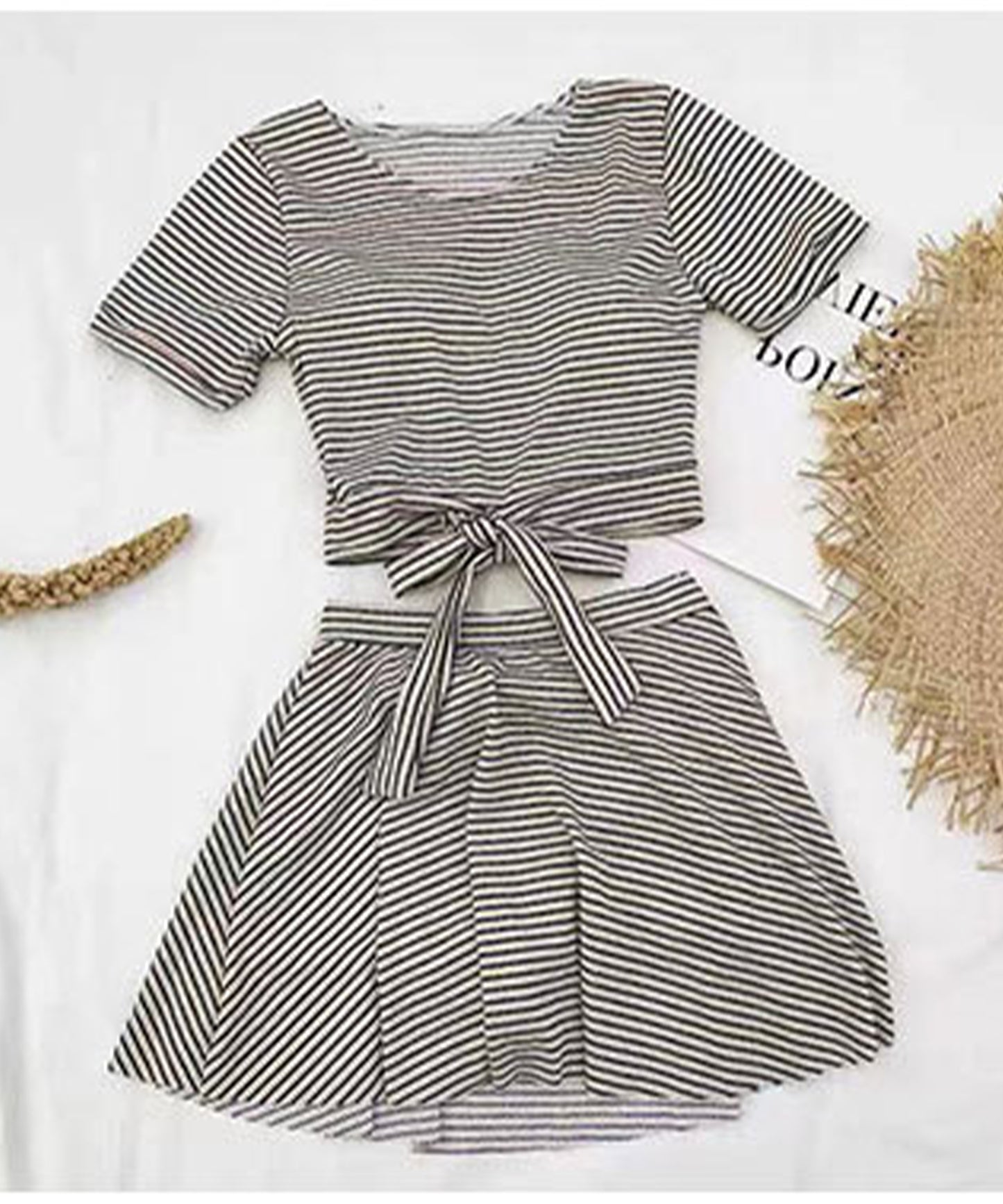 ボーダー柄 半袖 Tシャツ スカート タンキニ スイムウエア