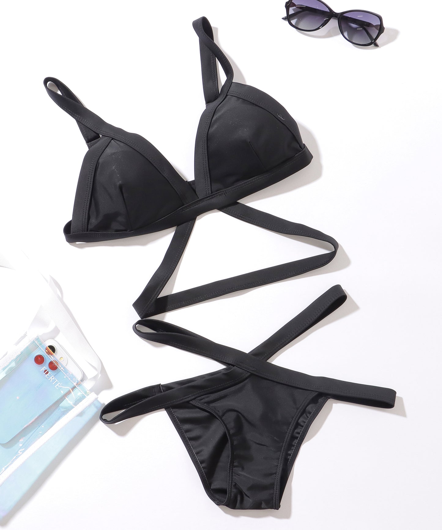 ソリッドカラー クロス ストラップ ビキニ セット