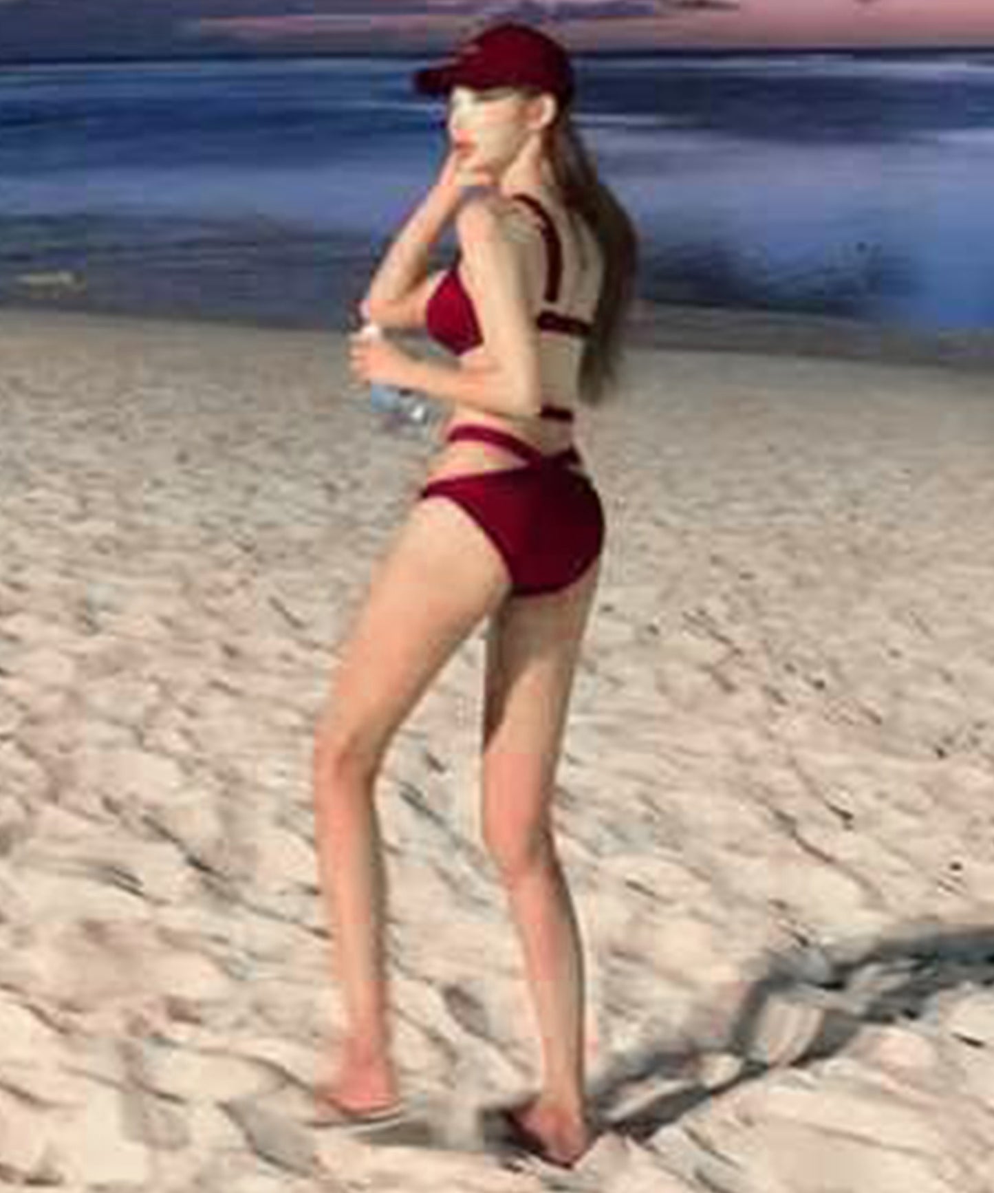 ソリッドカラー クロス ストラップ ビキニ セット