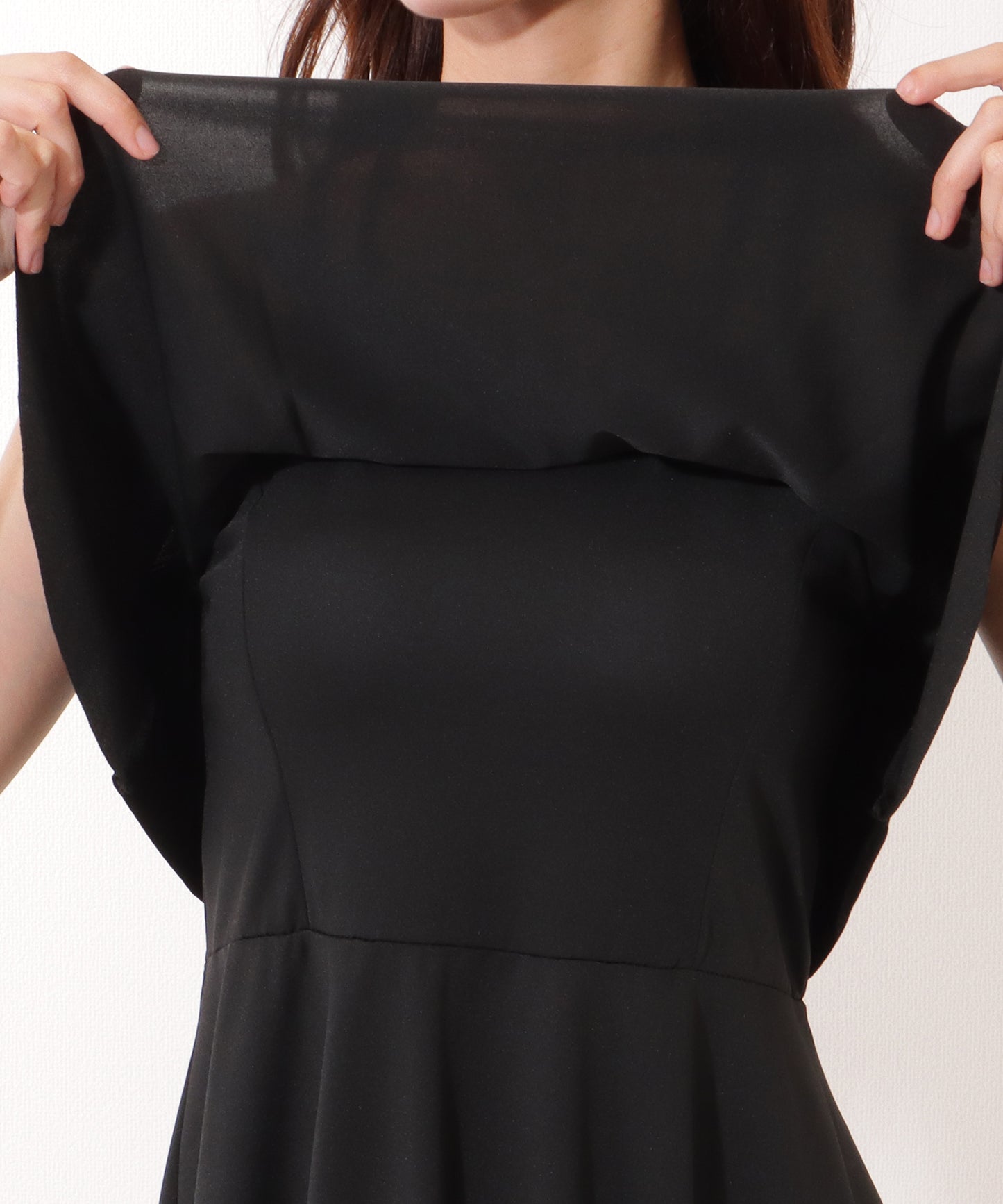 【4点セット】ソリッドカラー フレア レイヤード スイム ワンピース