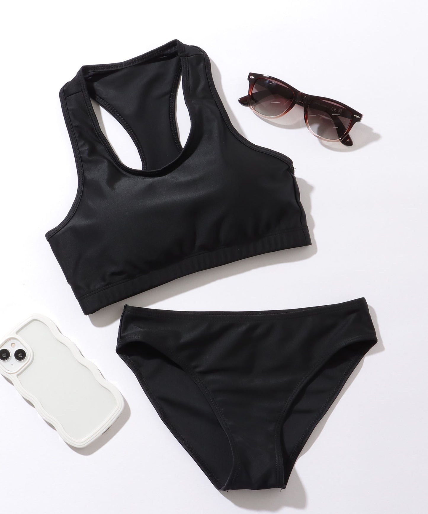 【5点セット】 配色ライン フロントジップ フィットネス ラッシュガード