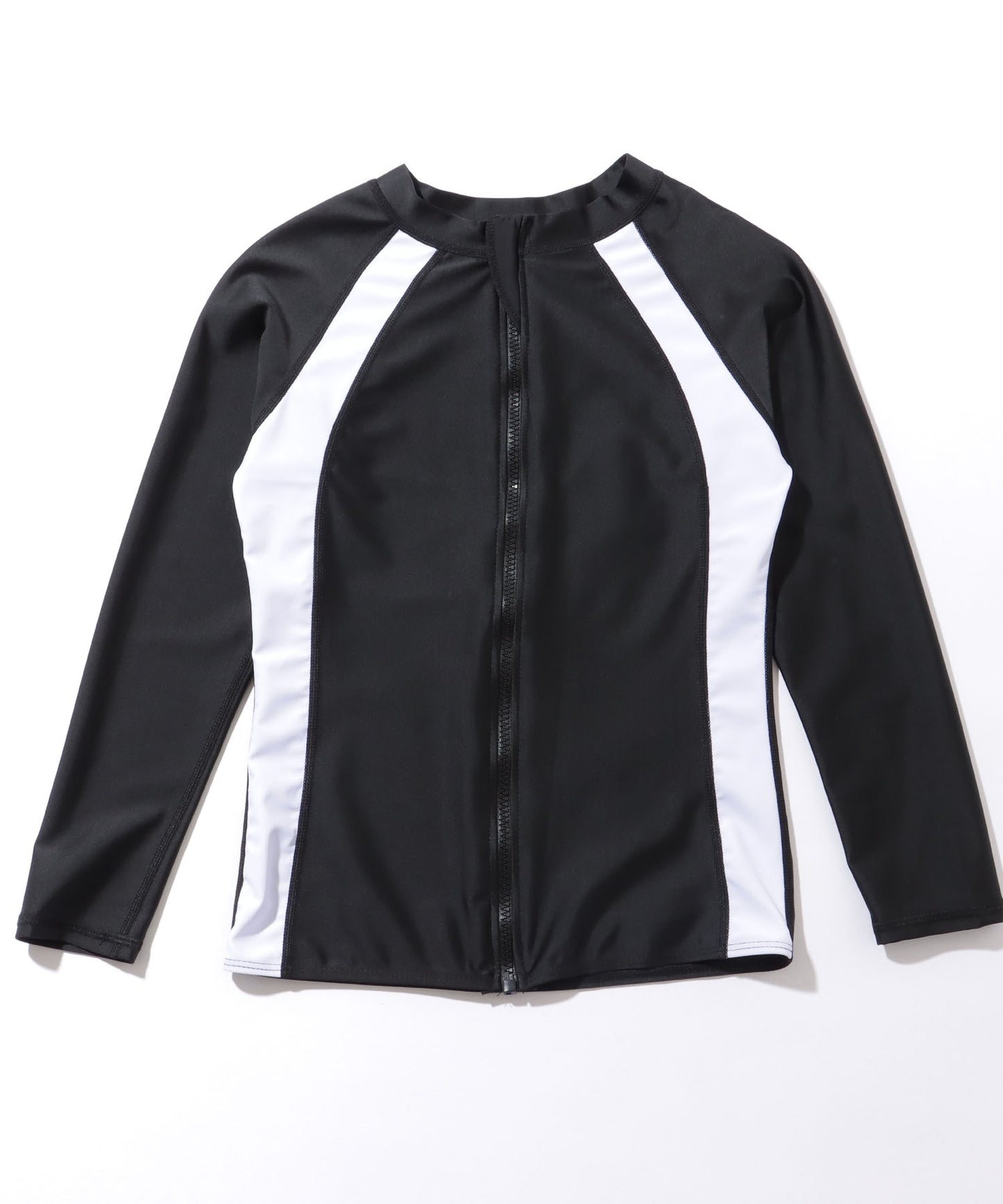 【5点セット】 配色ライン フロントジップ フィットネス ラッシュガード