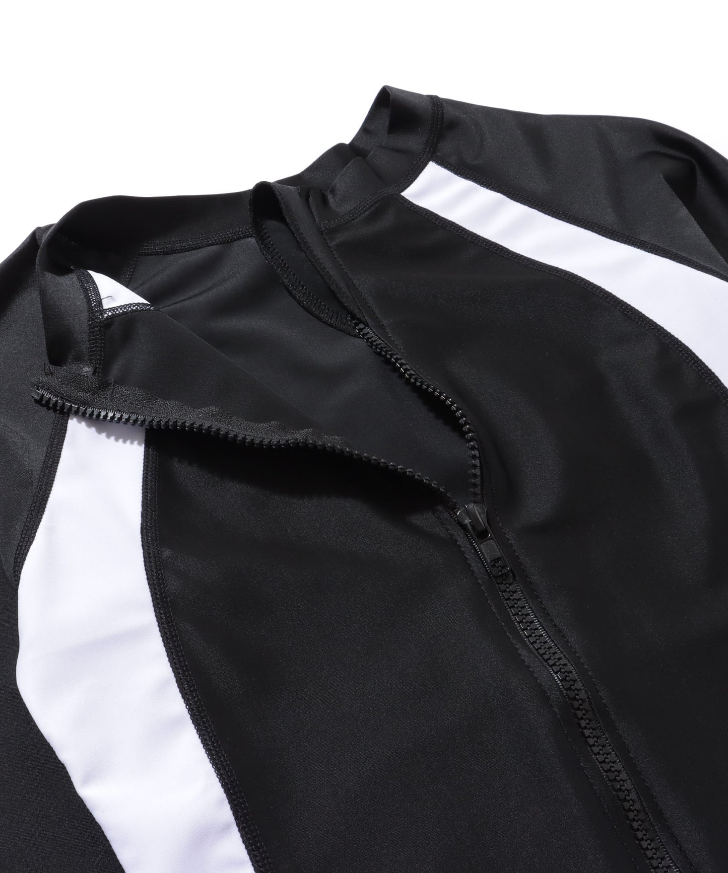 【5点セット】 配色ライン フロントジップ フィットネス ラッシュガード