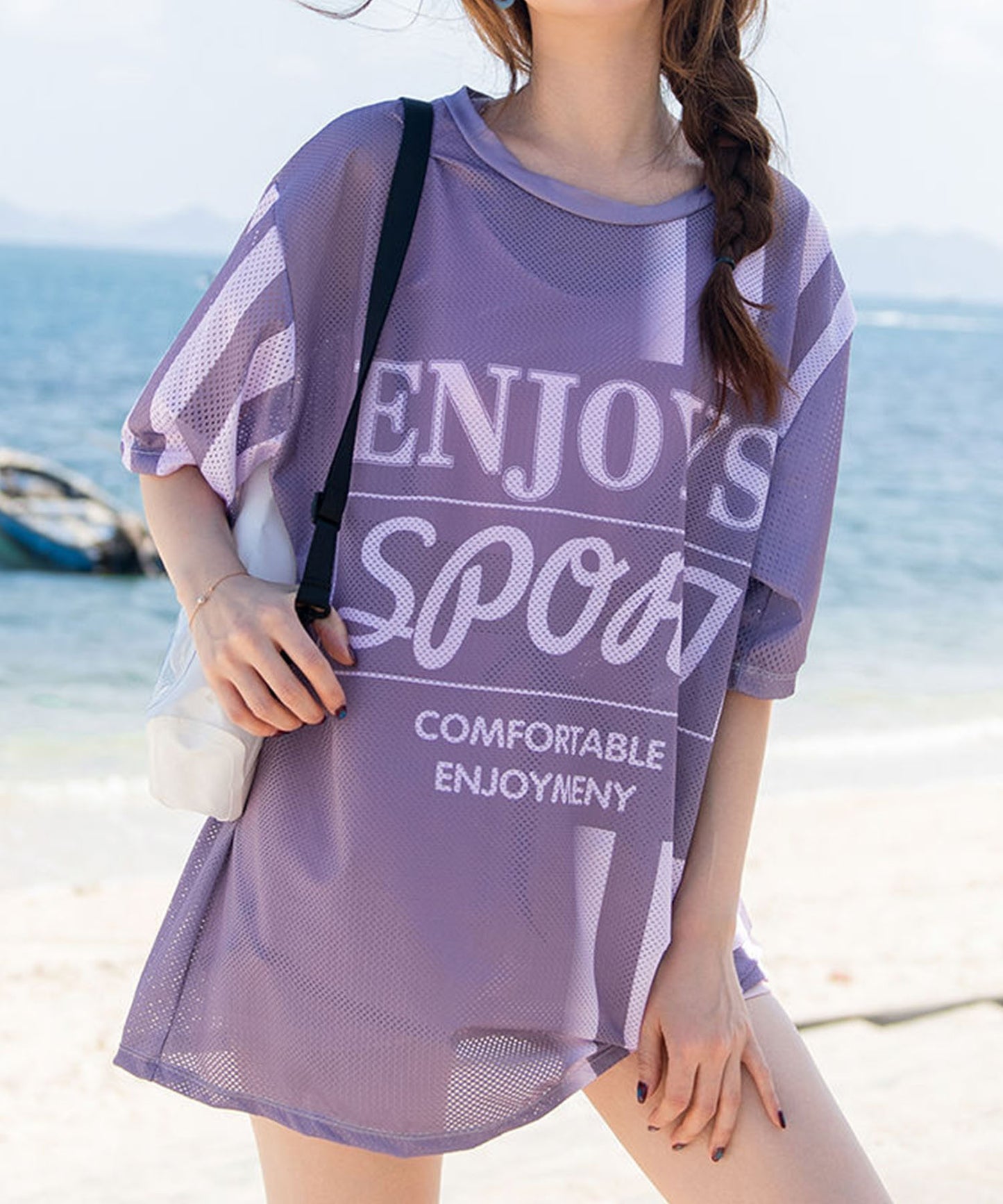【3点セット】 メッシュ ロゴ トップス付き ラッシュガード