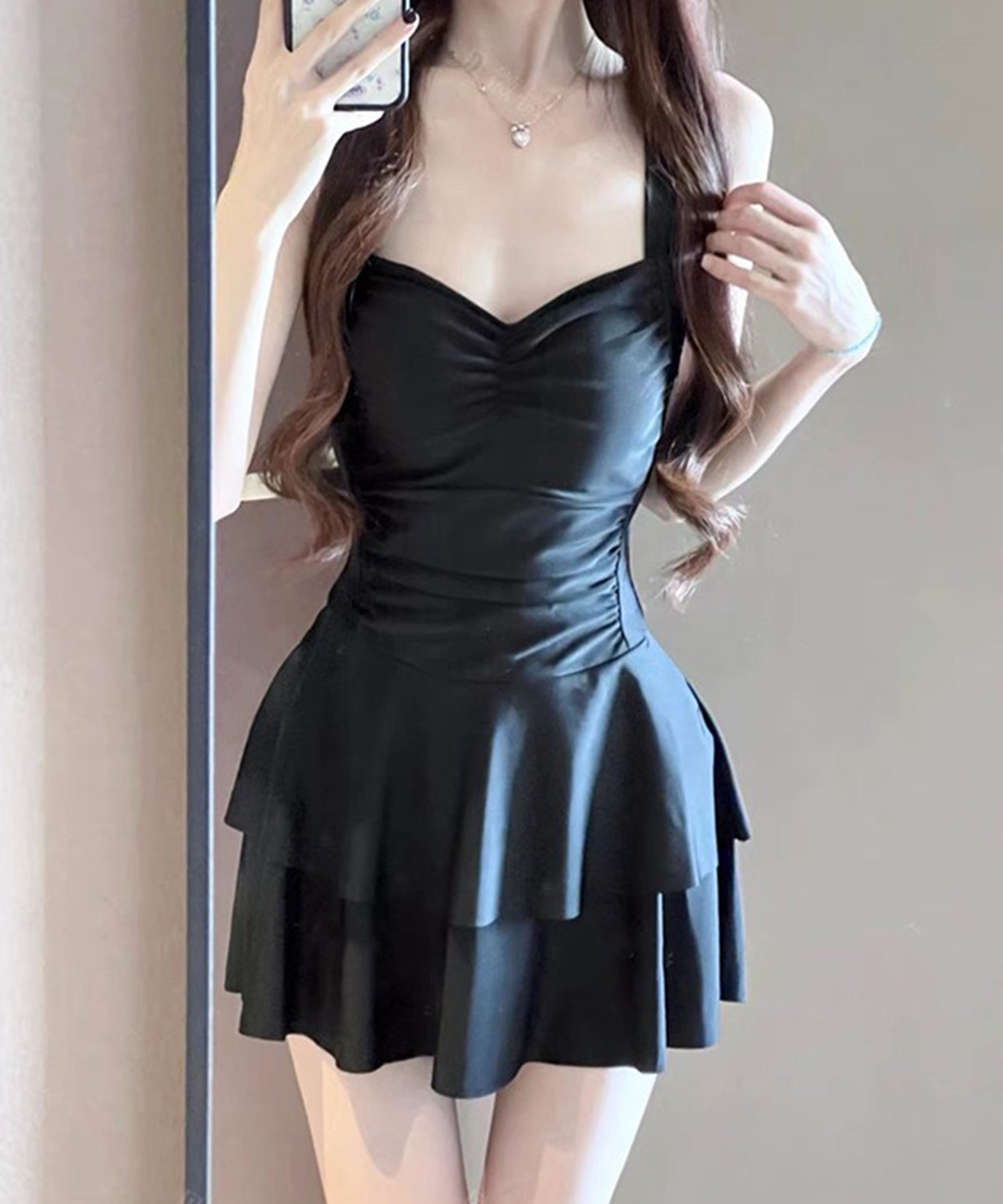 【2点セット】ボレロ付き ティアード フリル ワンピース スイムウエア