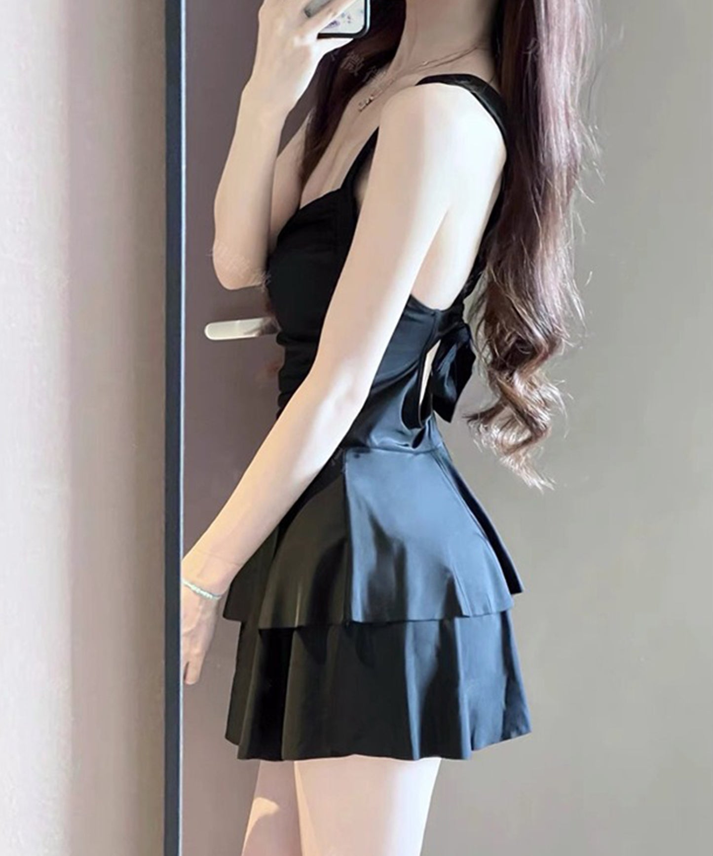 【2点セット】ボレロ付き ティアード フリル ワンピース スイムウエア