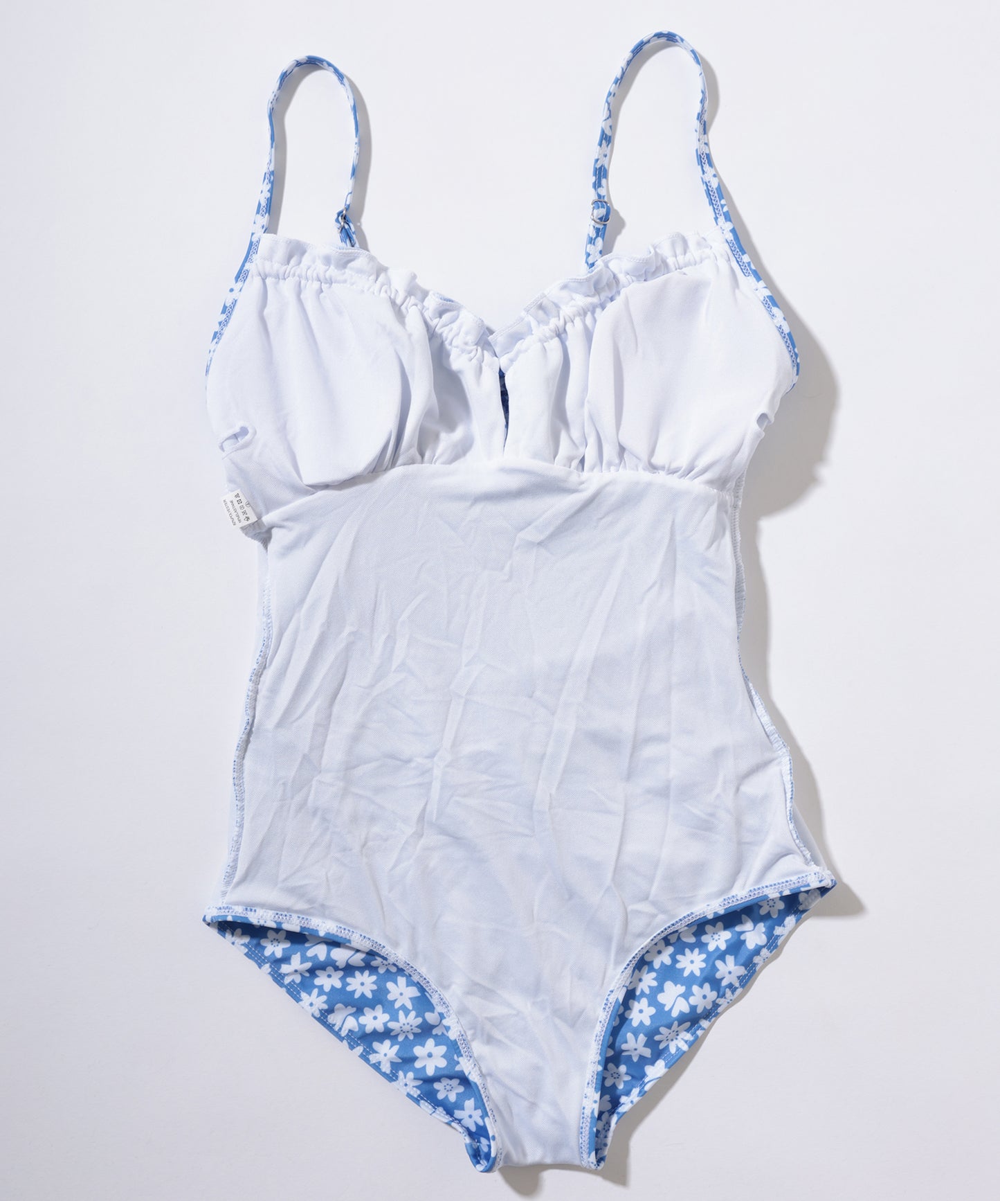 花柄 フロントリボン シャーリング ワンピース 水着