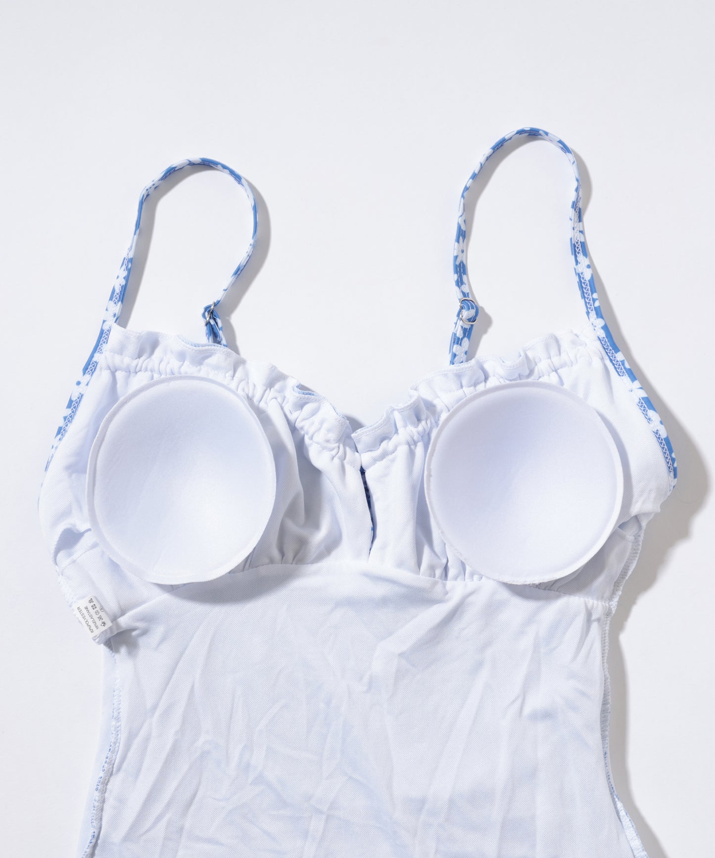 花柄 フロントリボン シャーリング ワンピース 水着