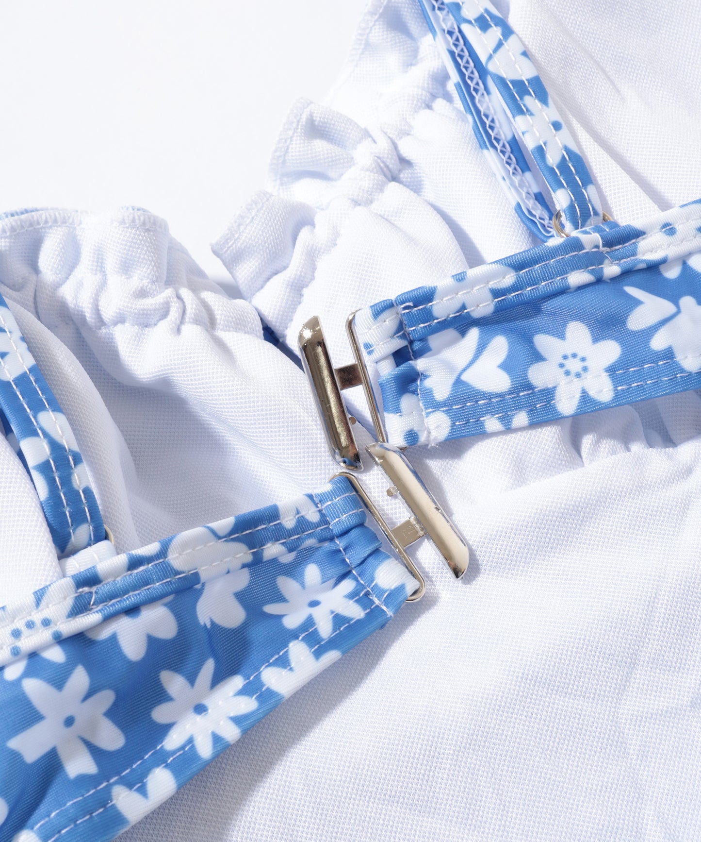 花柄 フロントリボン シャーリング ワンピース 水着