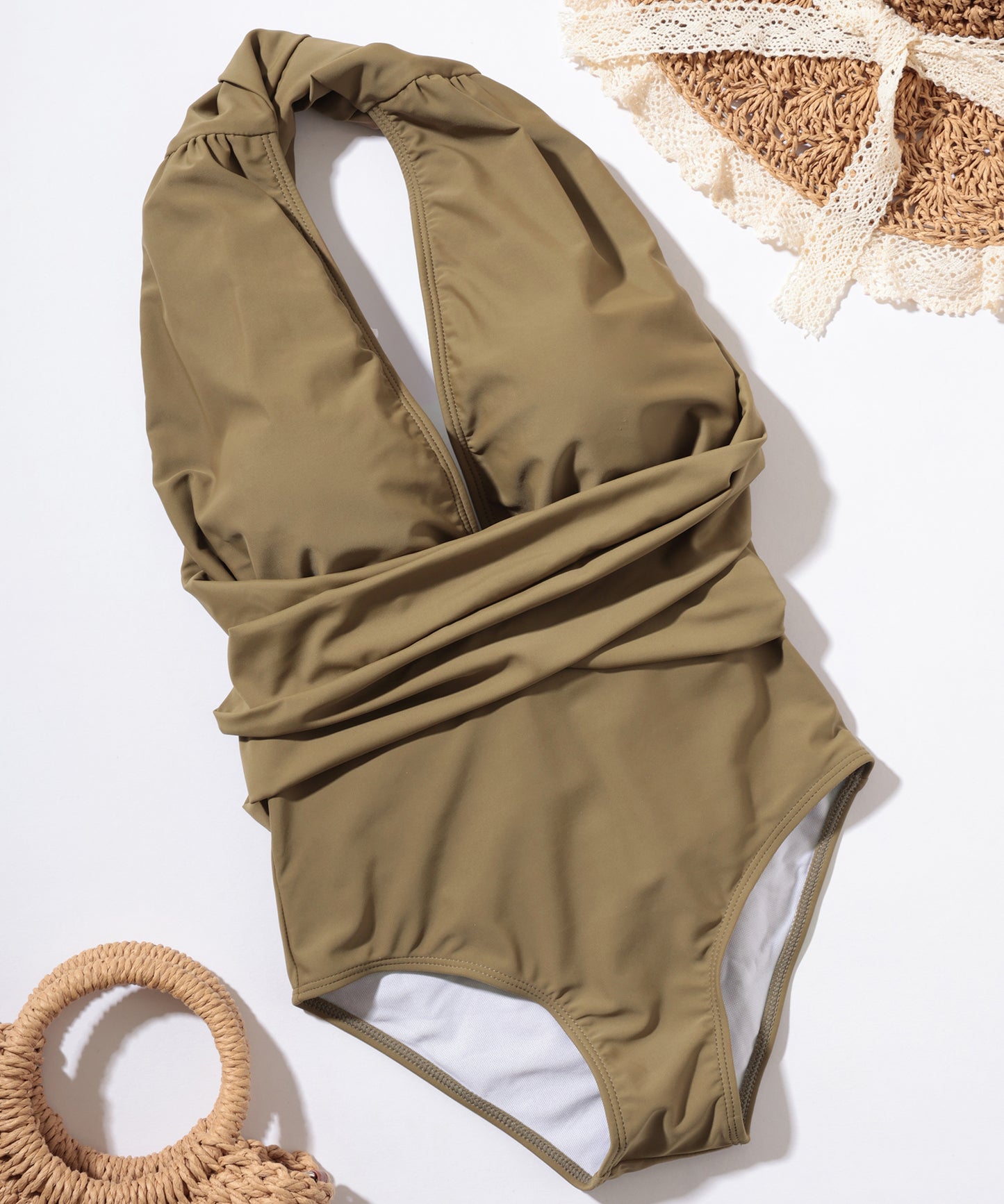 フロント 深V バックコンシャス ワンピース 水着