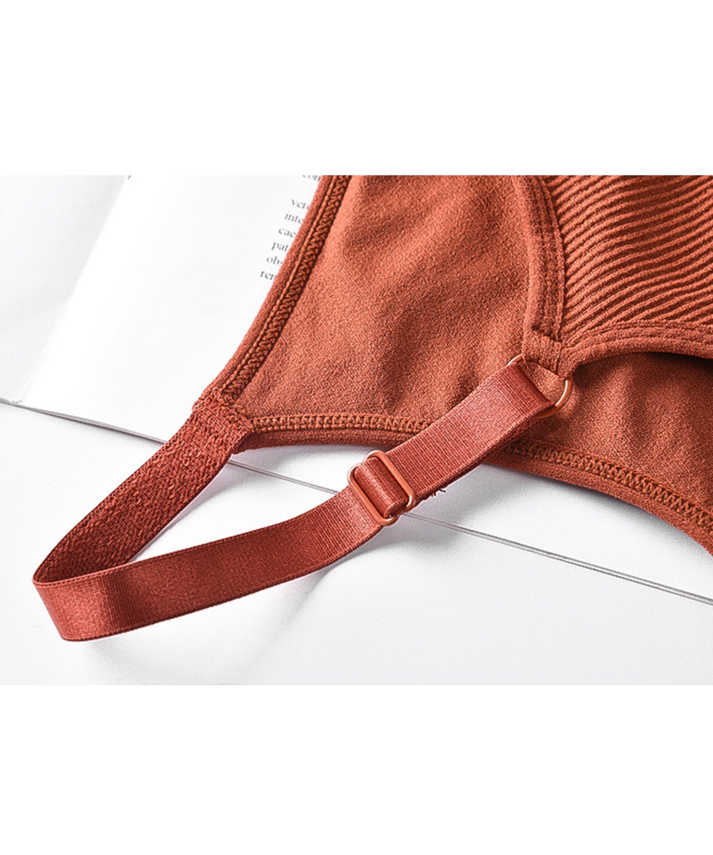 リブ素材ノンワイヤーナイトブラ