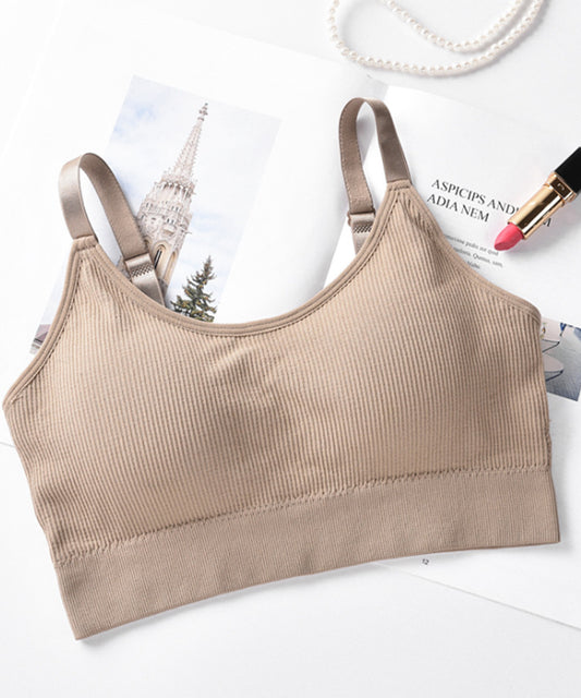 リブ素材ノンワイヤーナイトブラ