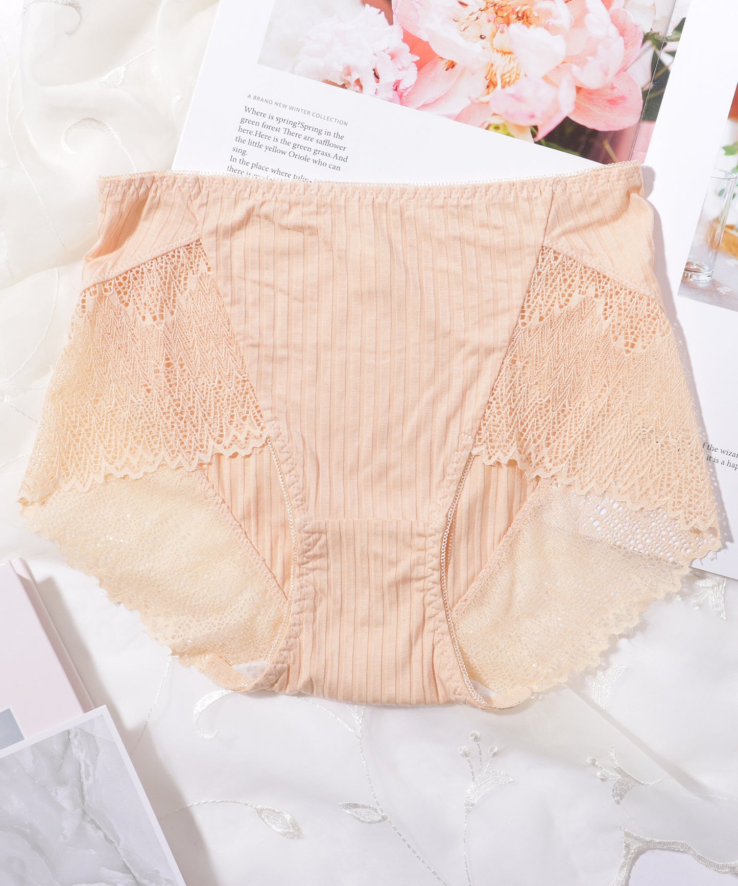 【5枚セット】 レースドッキング ボーイズレッグ リブ ショーツ