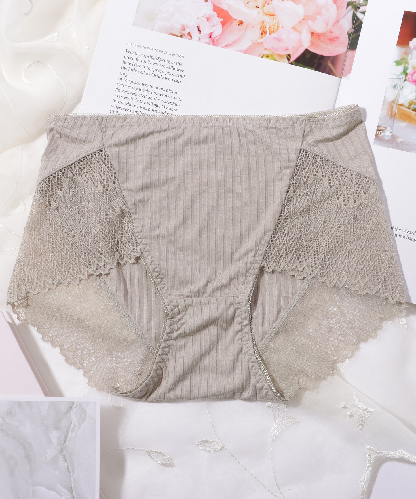 【5枚セット】 レースドッキング ボーイズレッグ リブ ショーツ