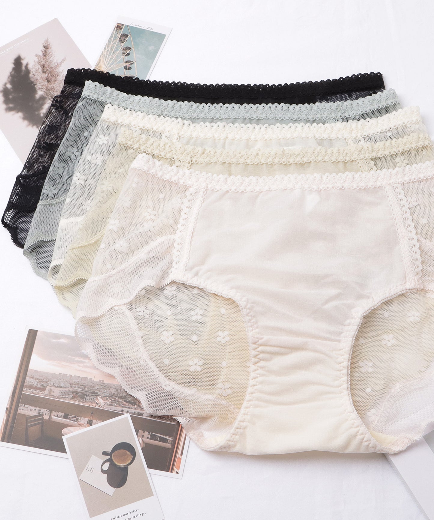 【5枚セット】レースドッキングスカラップレッグショーツ