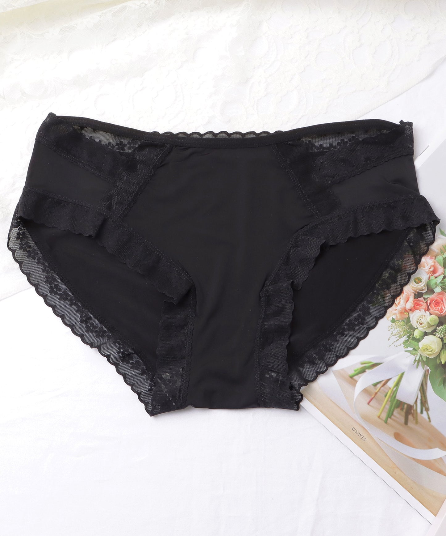 【7枚セット】シンプルレースストラップ付きショーツ