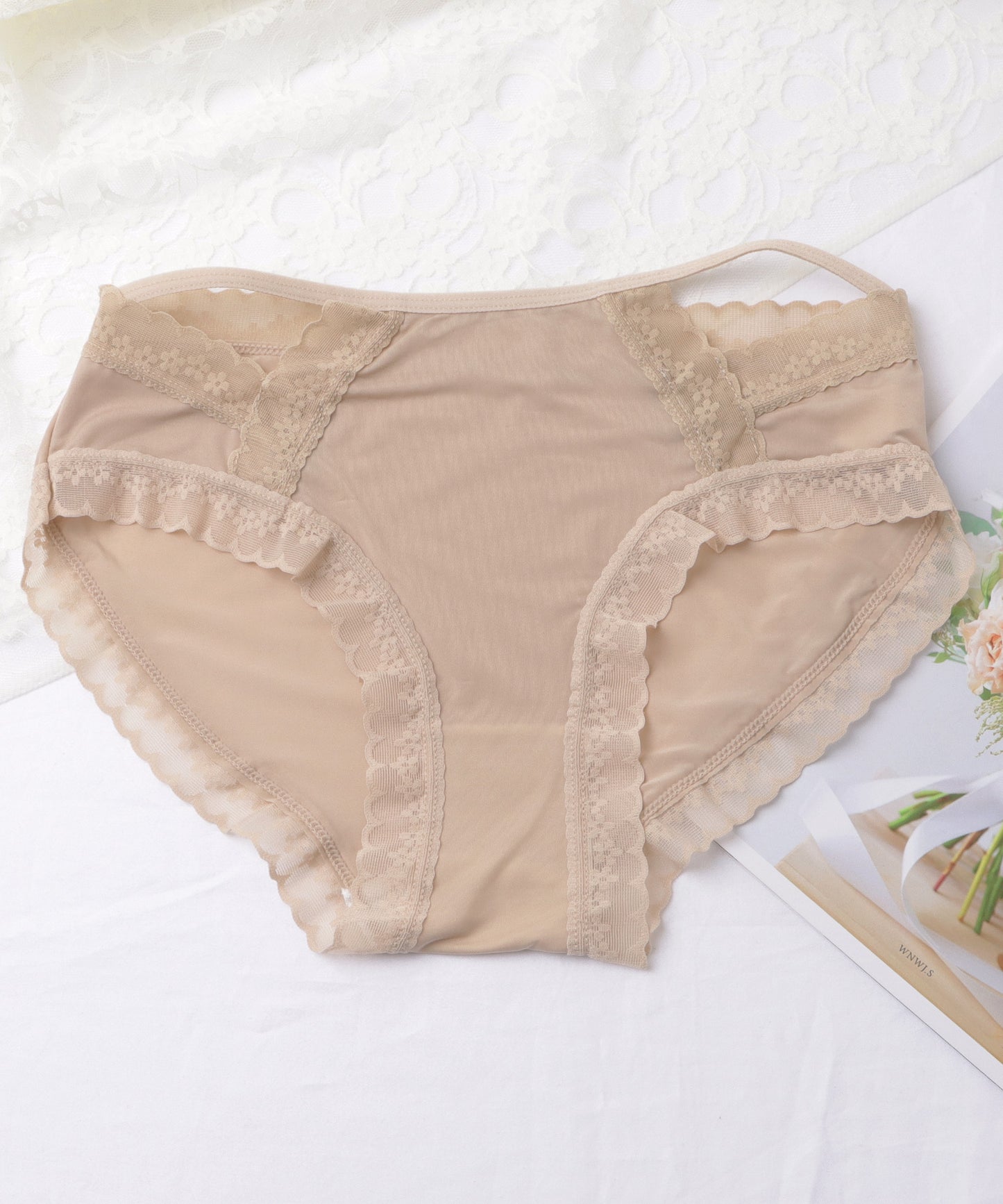 【7枚セット】シンプルレースストラップ付きショーツ