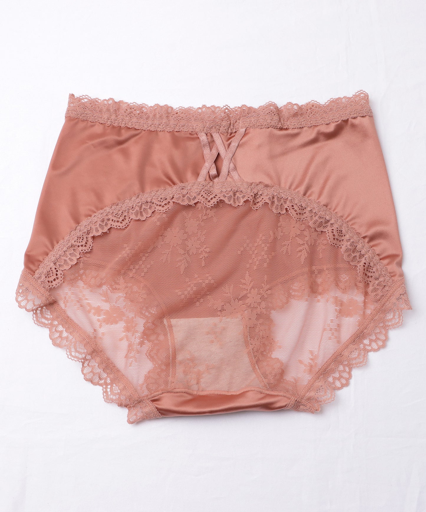 【5枚セット】バックレース リボン付き サテン ミドル ショーツ