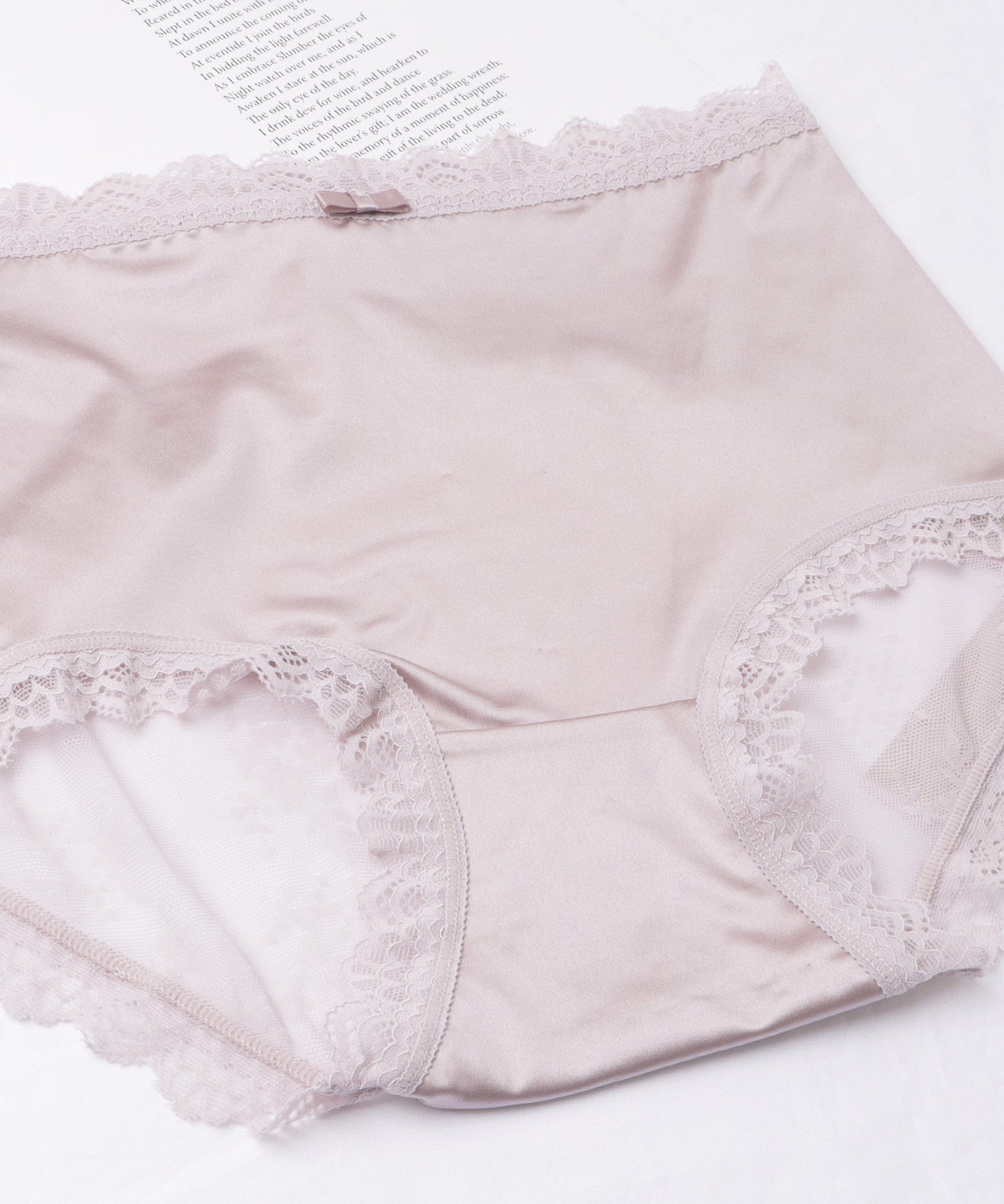 【5枚セット】バックレース リボン付き サテン ミドル ショーツ