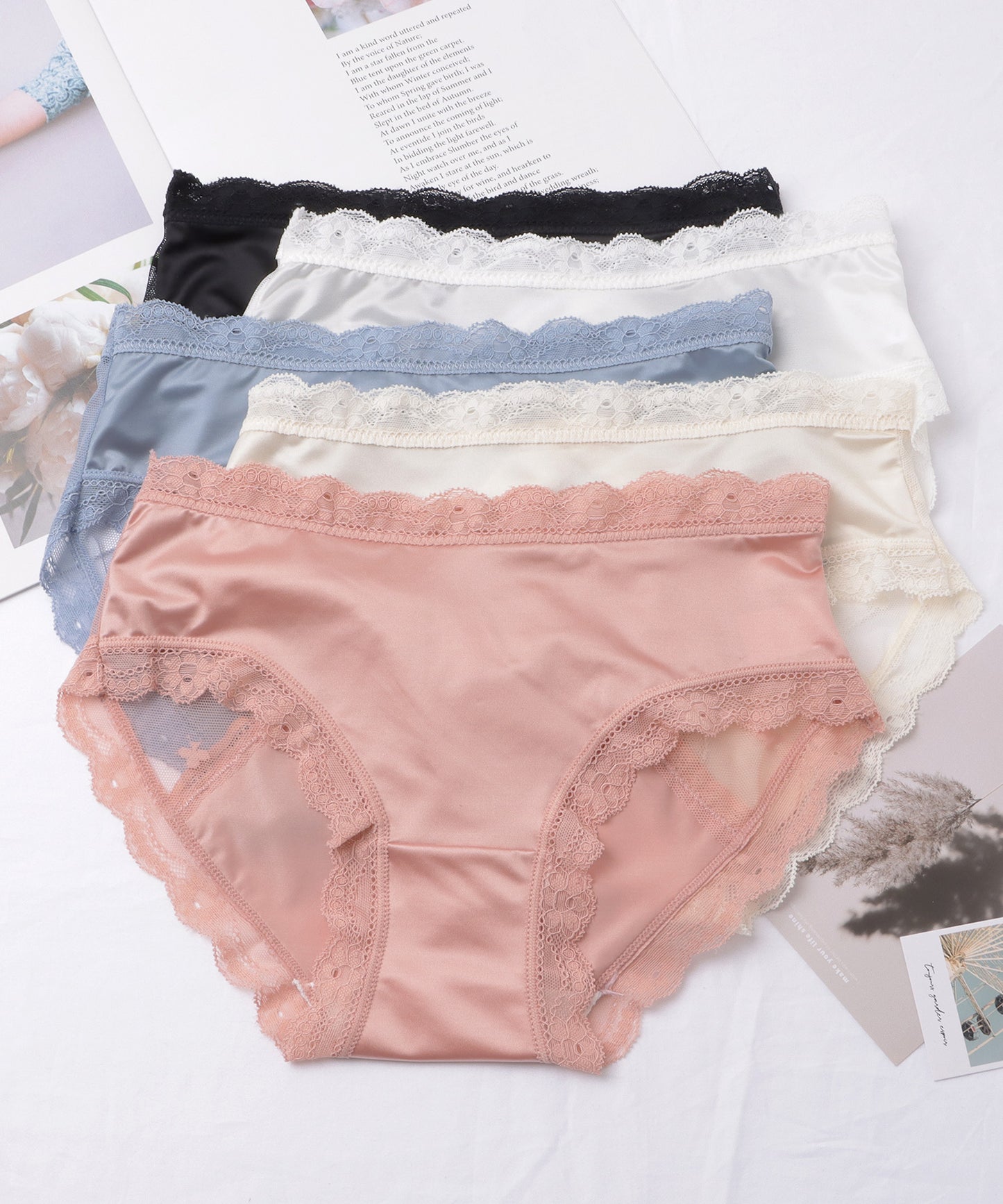 【5枚セット】バックレースカットアウトデザインショーツ