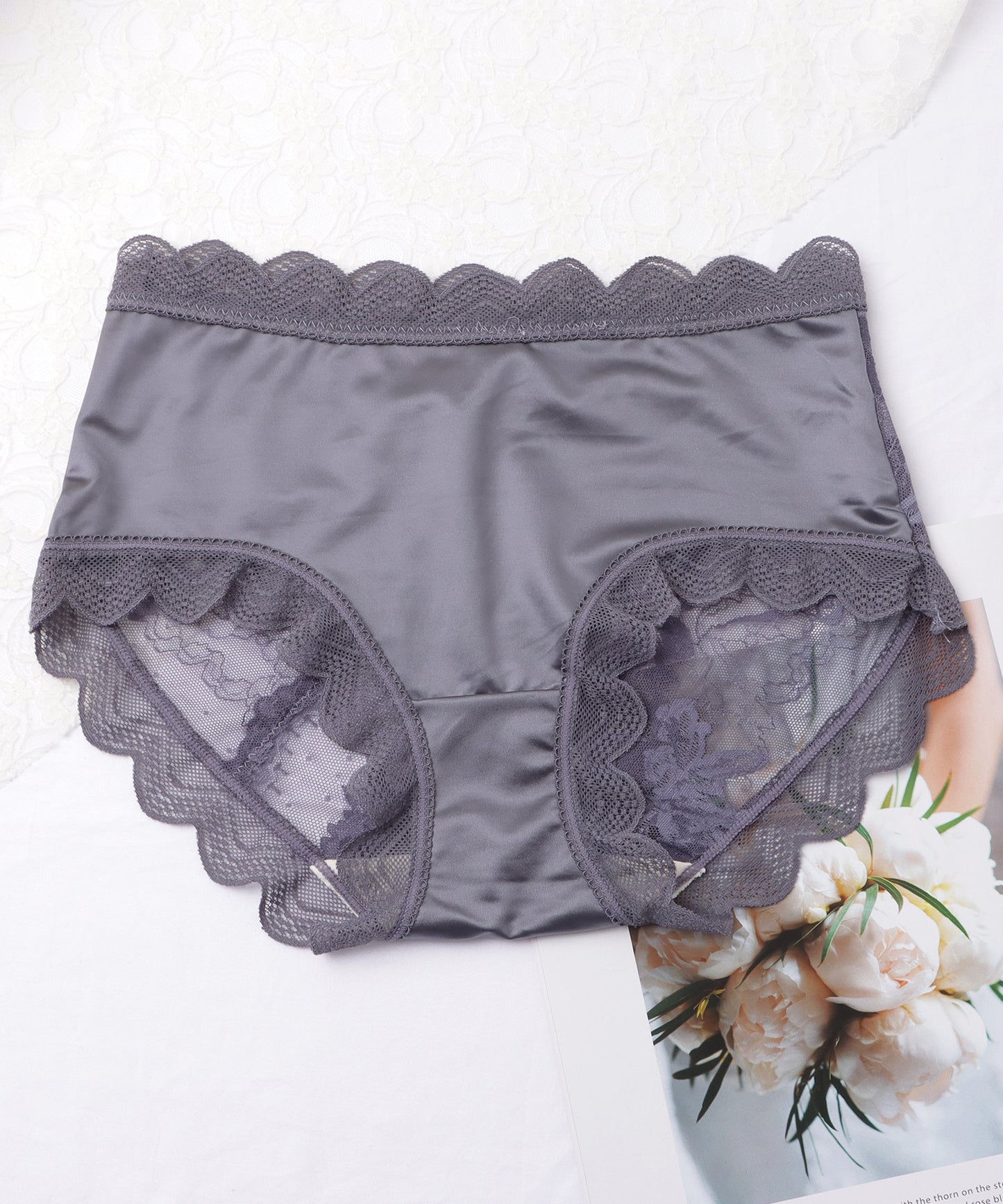 【5枚セット】バックレーススカラップデザインショーツ