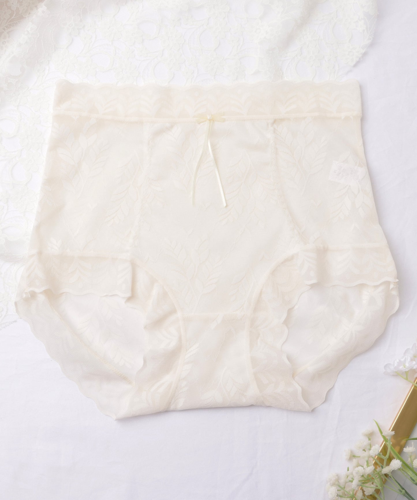 【6枚セット】ハイウエストボタニカルレース補正ショーツ