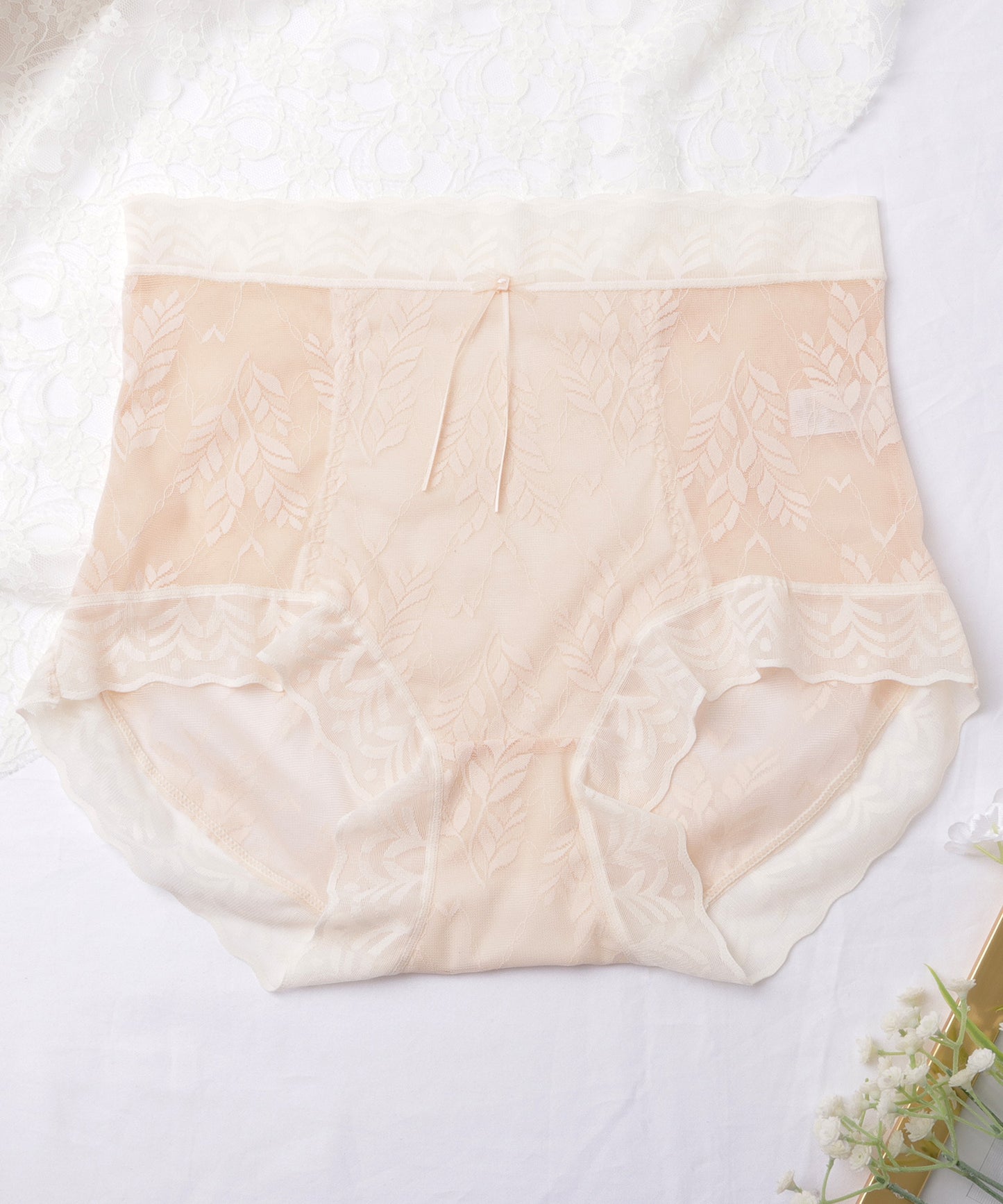 【6枚セット】ハイウエストボタニカルレース補正ショーツ