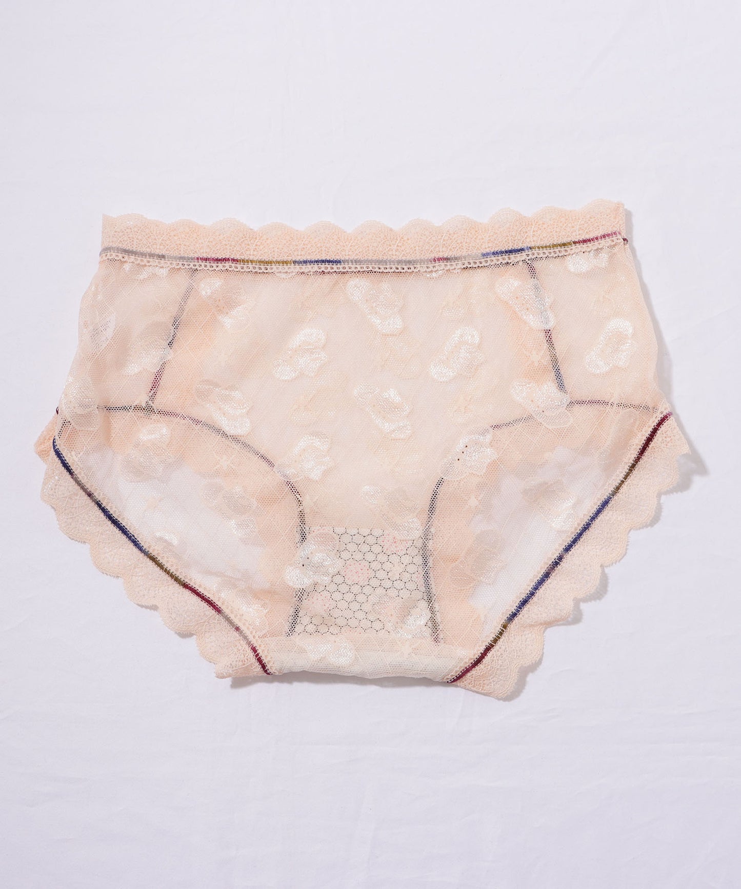 【4枚セット】チャーム付きスカラップ花柄レーシィショーツ