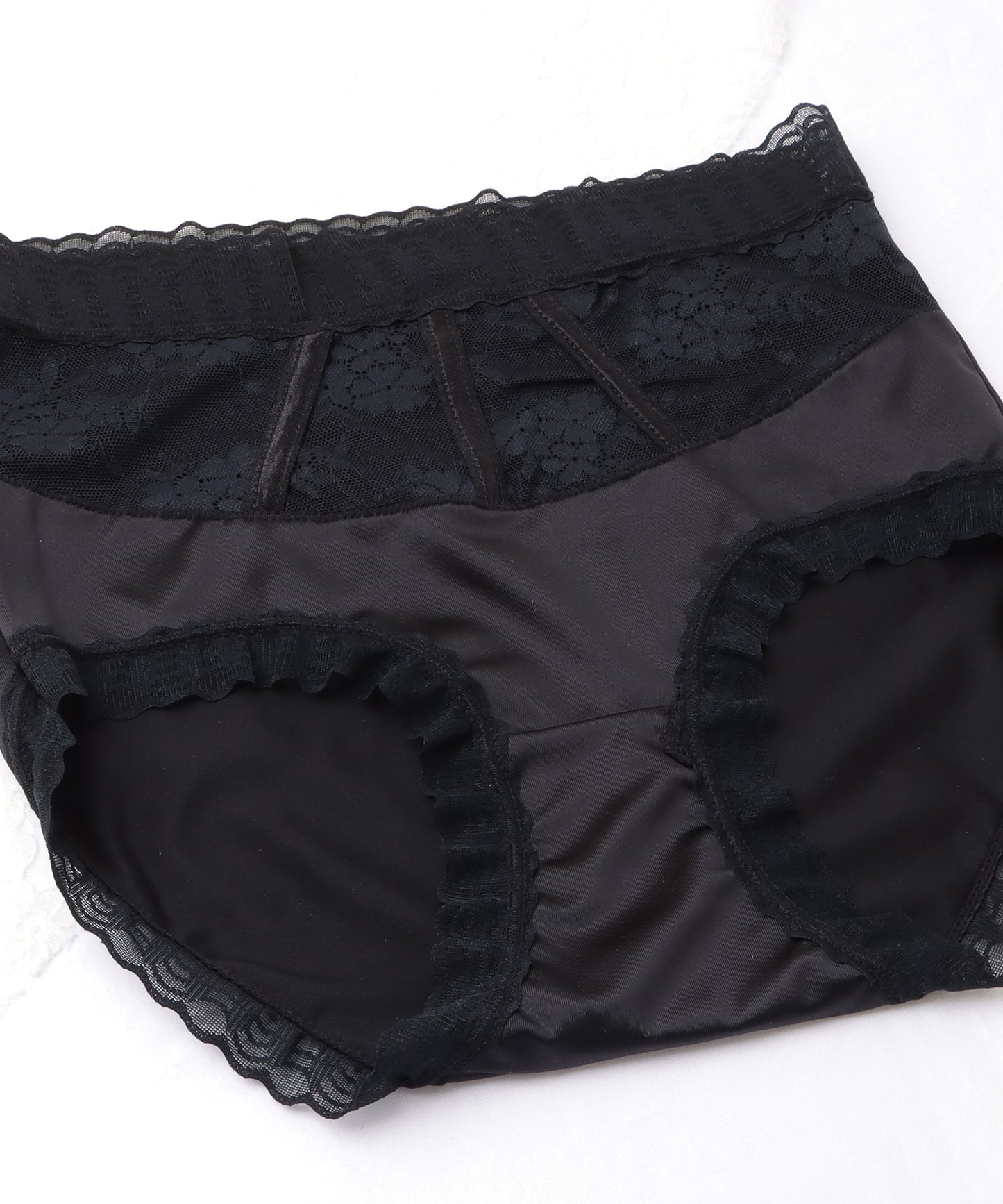 【6枚セット】ハイウエストレースドッキングサテンショーツ