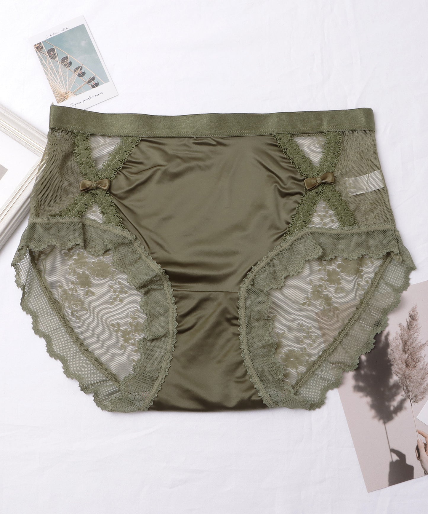 【5枚セット】レースドッキングサテンフィットショーツ