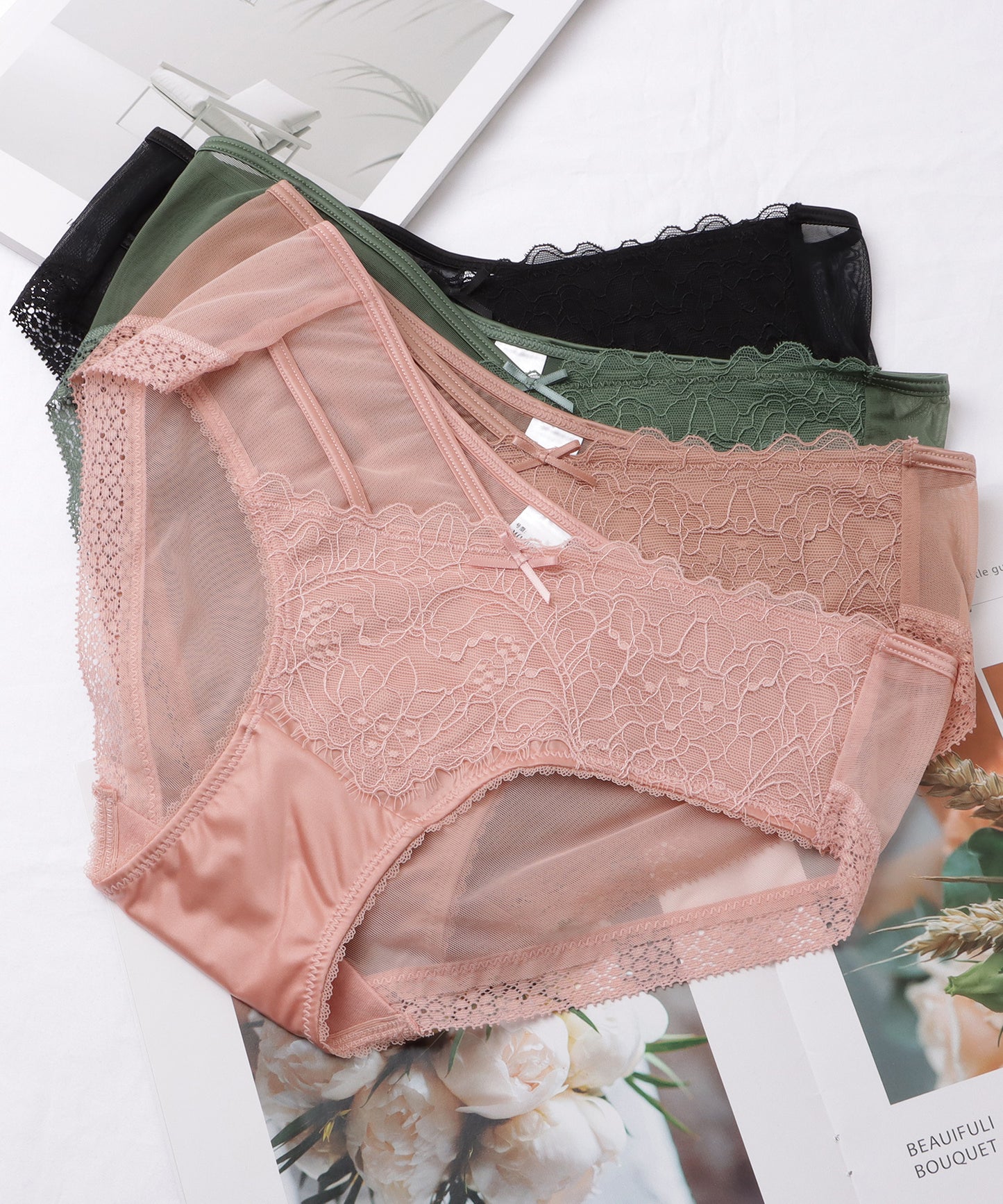 【4枚セット】レースドッキングアシメショーツ