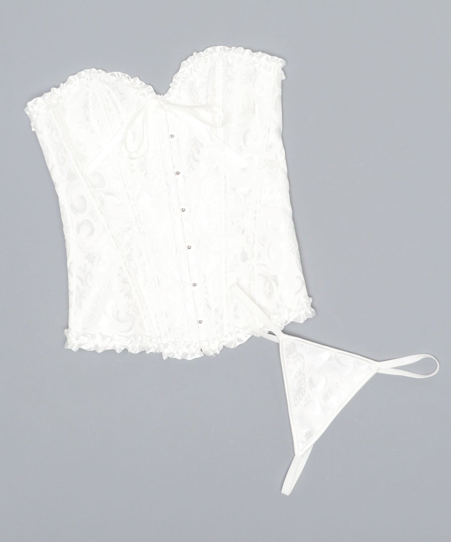 ビスチェ編み紐コルセット 共布ショーツ付き 2点セット