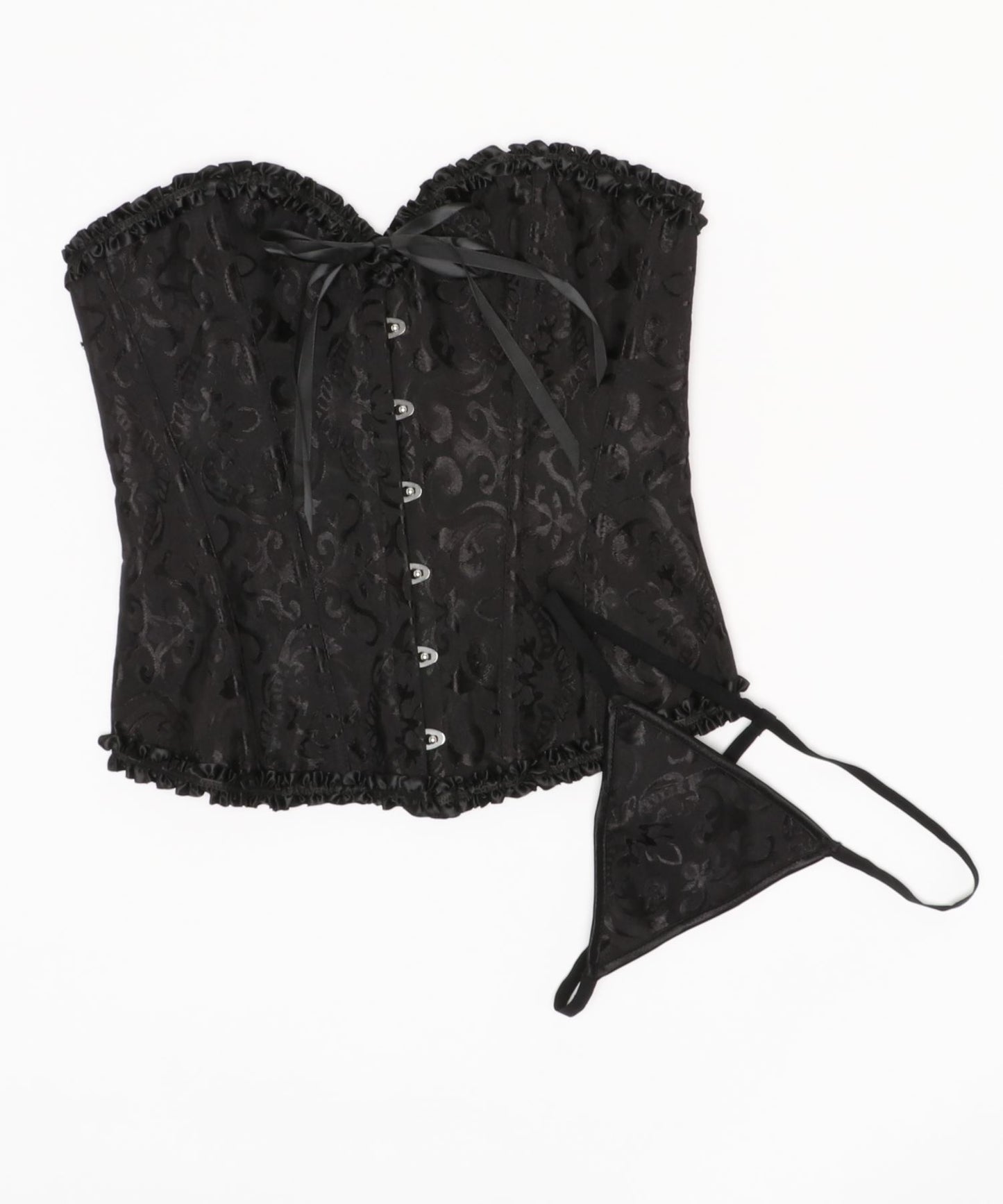 ビスチェ編み紐コルセット 共布ショーツ付き 2点セット